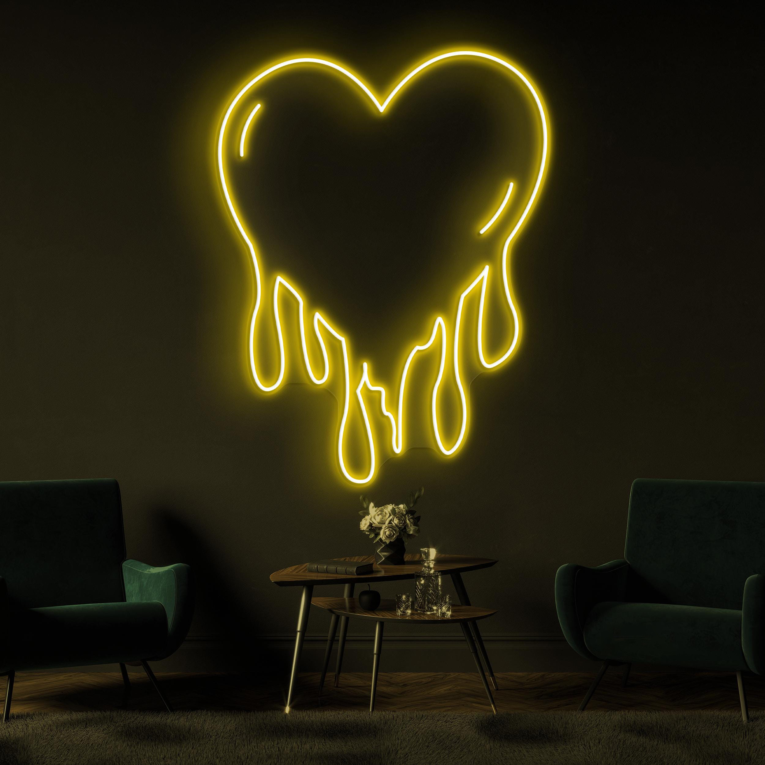Melting Heart Neon Sign, Melting Heart LED Light, Dripping Love Wall Art, Broken Heart Light, Home Room, & Party Decor, Bleeding Heart Sign