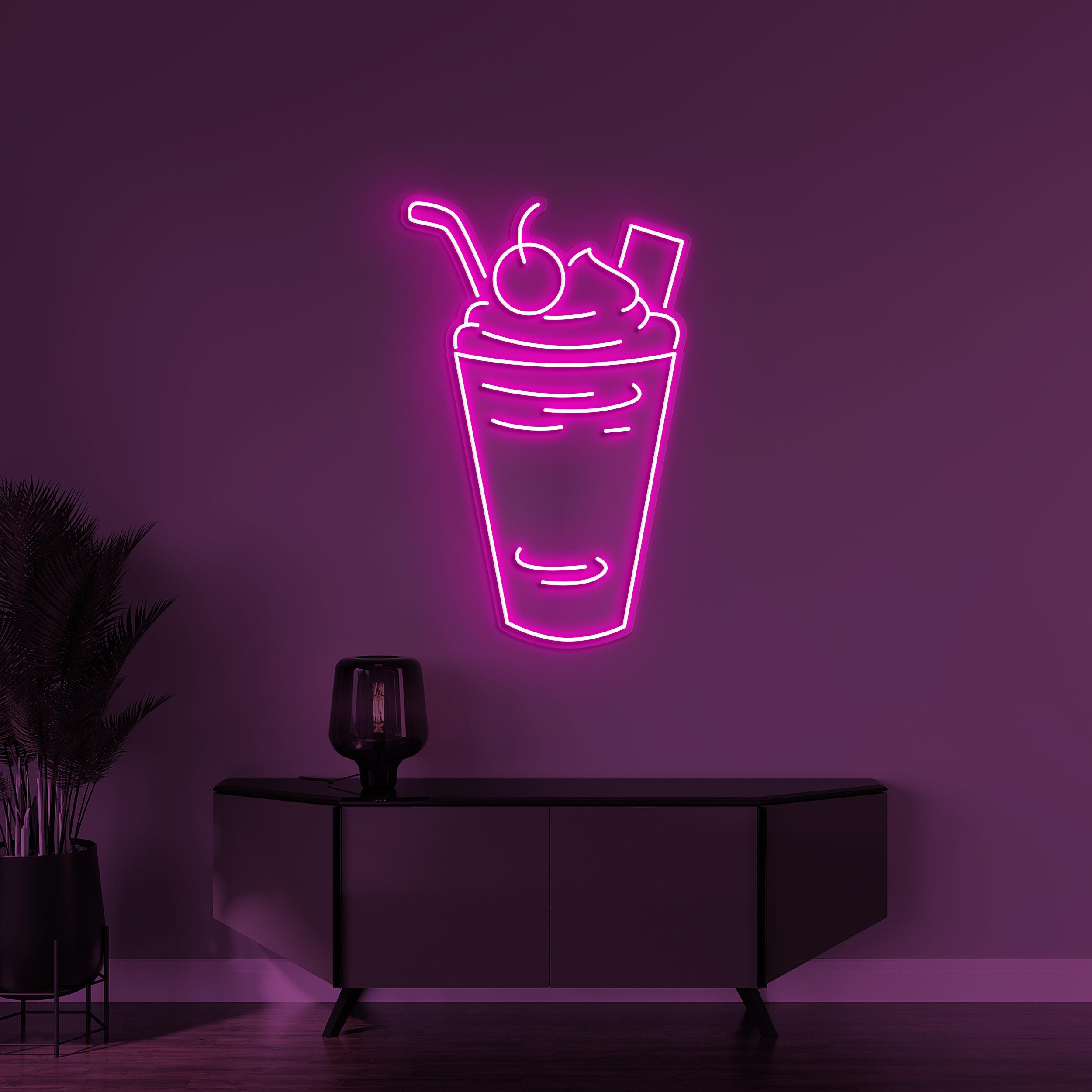 Milkshake Neon Sign, Milkshake LED Light, Sweet Trea Wall Art, Dessert Wall Decor, Decor for Milkshake & Juice Shop, Cafe, Bar, Drink Lover