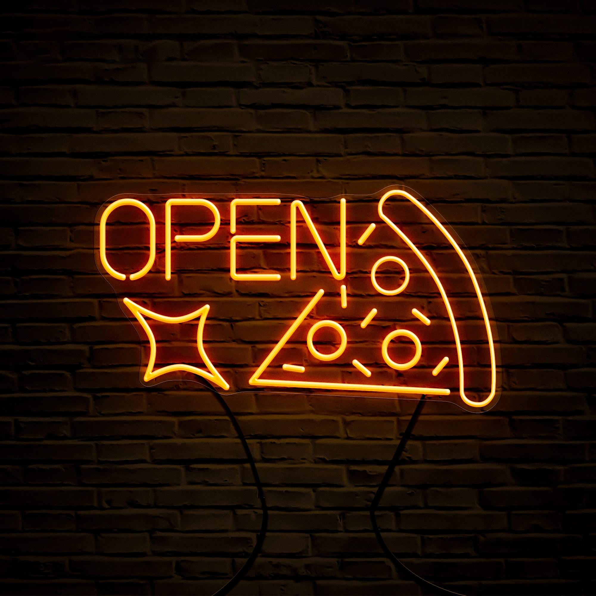 Pizza OPEN Neon Sign, Pizza OPEN LED Light, Fast Food Restaurant Wall Decor, Kitchen Neon Art, Pizza Shop Neon Light, Personalized Neon Sign