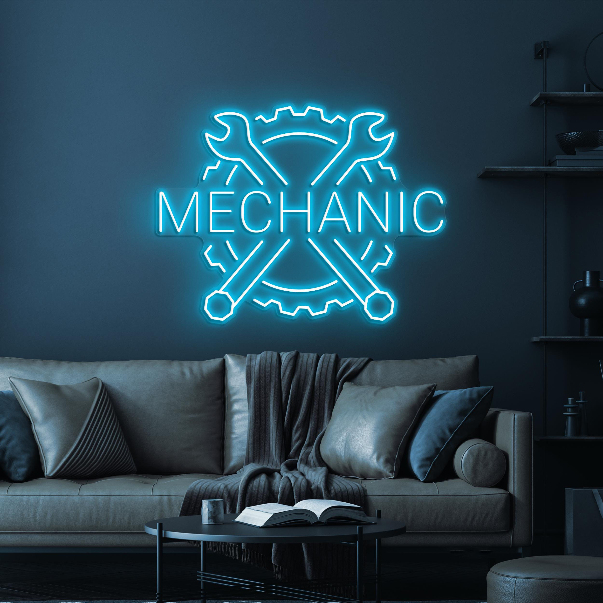 Mechanic Neon Sign, Mechanic LED Light, Garage Wall Decor, Work Shop Decor, Wrench Neon Sign, Car Repair Service Sign, Mechanic Tools Decor