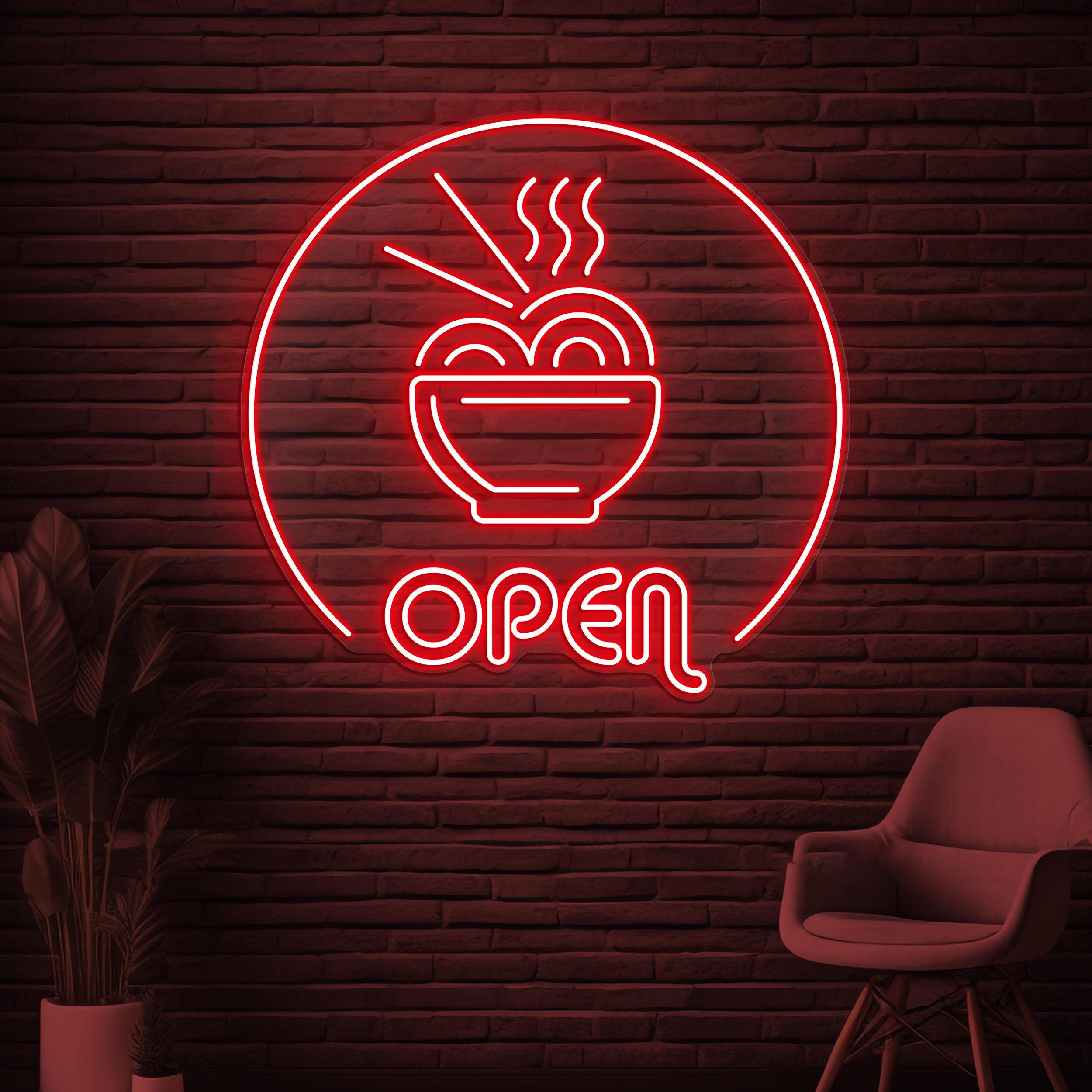 Ramen Open Neon Sign, Ramen Open LED Light, Ramen Noodle Bowl Wall Decor, Asian Food Led Wall Light, Kitchen Wall Art, Japan Restaurant Sign