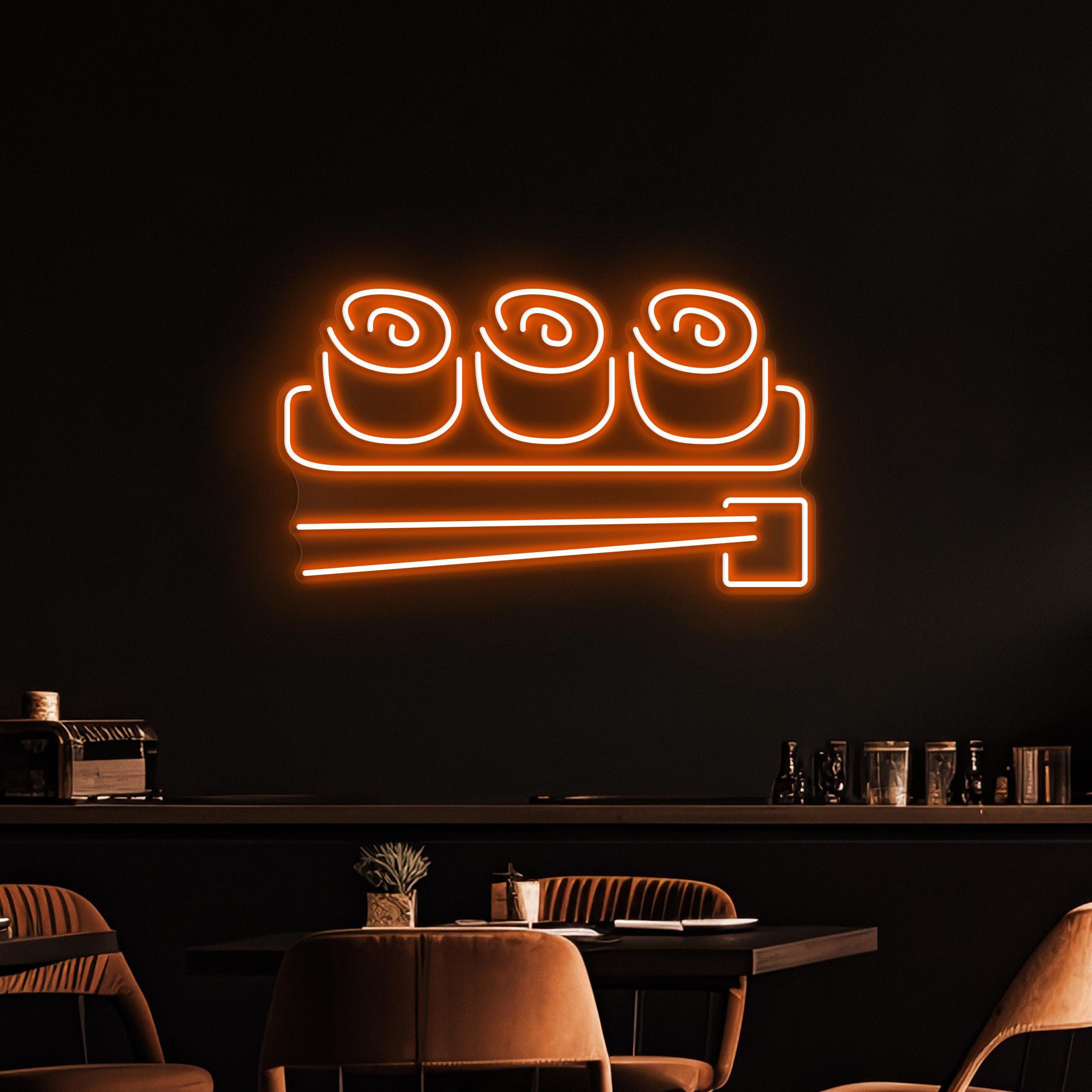 Sushi Neon Sign, Sushi LED Light, Japanese Food Wall Decor, Kawaii Food Wall Art, Japanese Restaurant Neon Light, Cafe and Bar Neon Decor