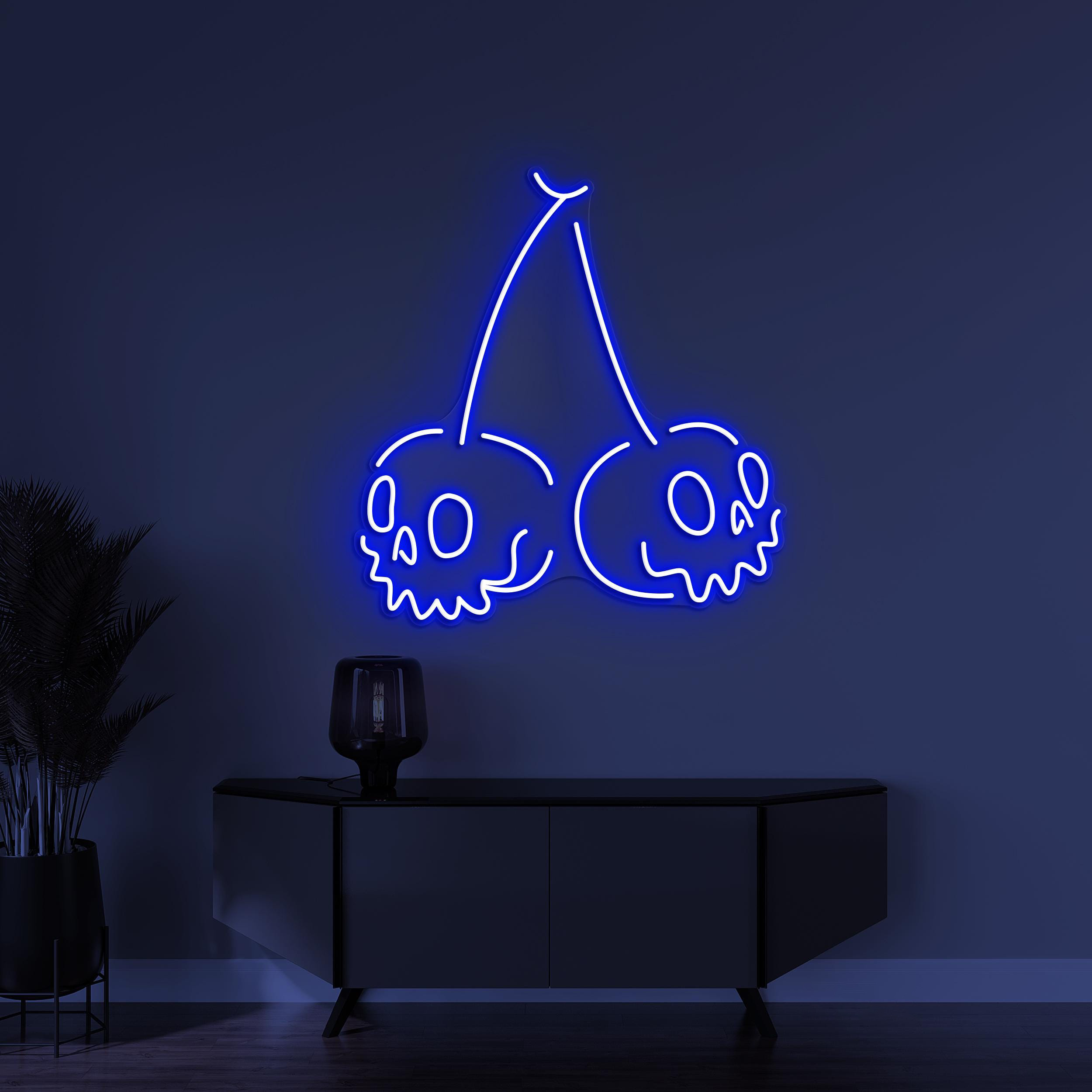 Skull Cherry Neon Sign, Skull Cherry LED Light, Skull Fruit Wall Decor, Halloween Wall Art, Personalized Neon Sign, Fruit Shop Wall Decor