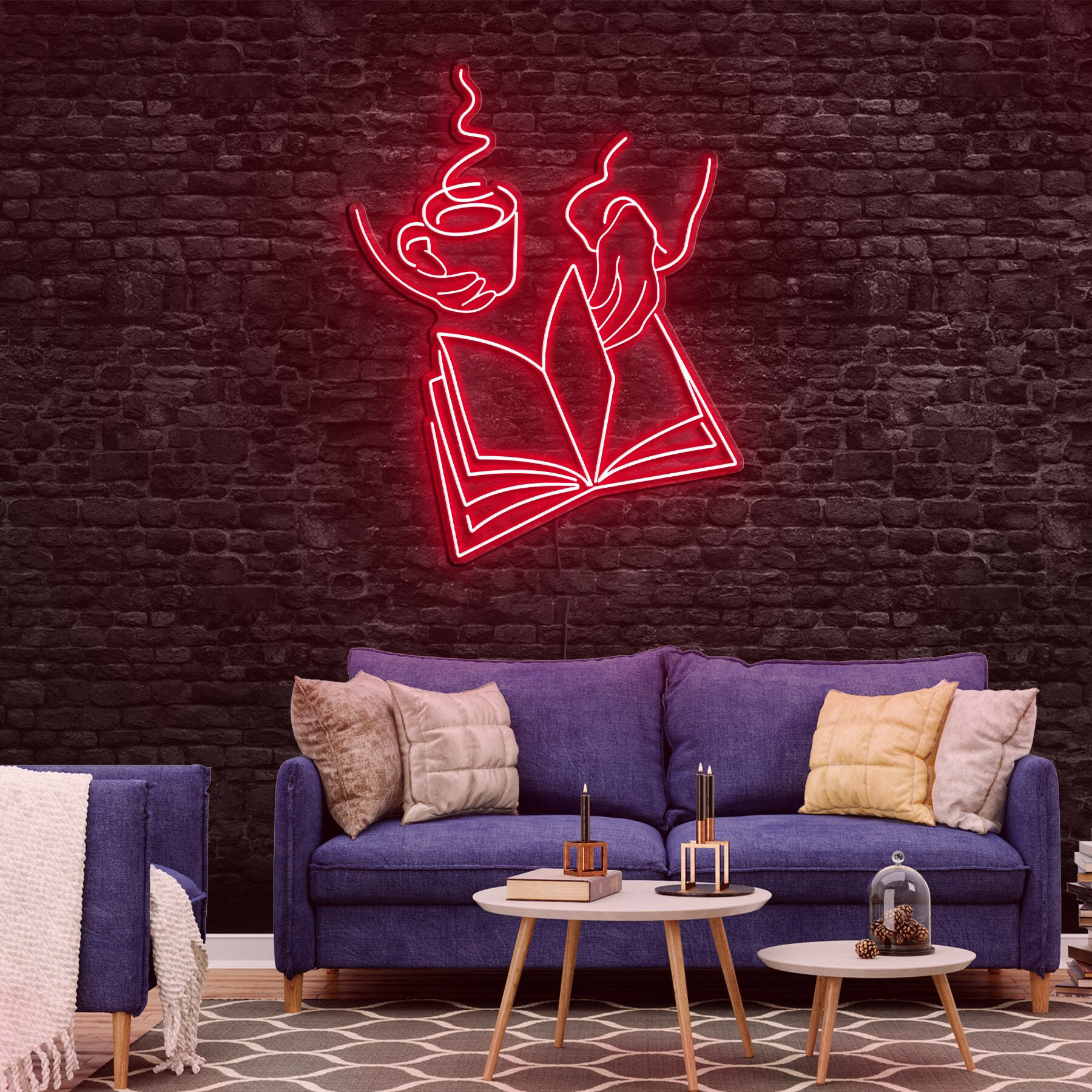 Girl Reading Book LED Light,Women Reading Book and Coffee Neon Sign,Bookworm Wall Art,Book Lady Neon Light,Bedroom Decor for Literary Lovers