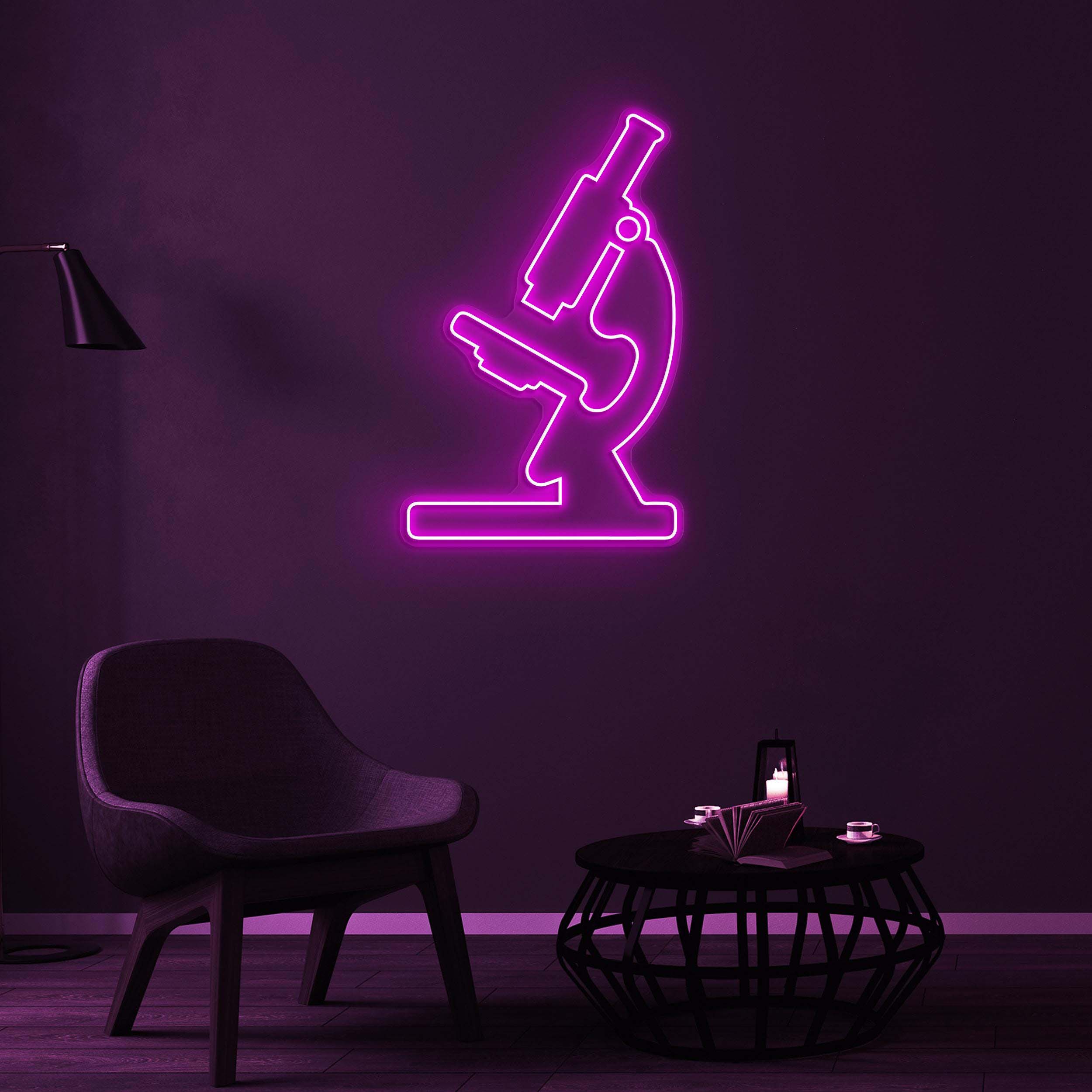 Microscope Neon Sign, Microscope LED Light, Scientist Wall Decor, Personalized Biologist Sign, Science Symbol Wall Art, University Neon Sign
