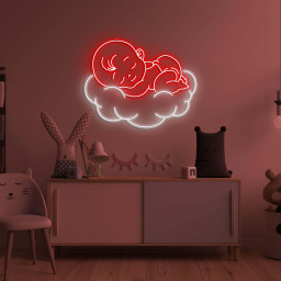 Sleeping Baby on Cloud Neon Sign, Sleeping Baby on Cloud LED Light, Sleeping Baby Wall Art, Cloud LED Decor, Home, Room, Newborn Party Decor