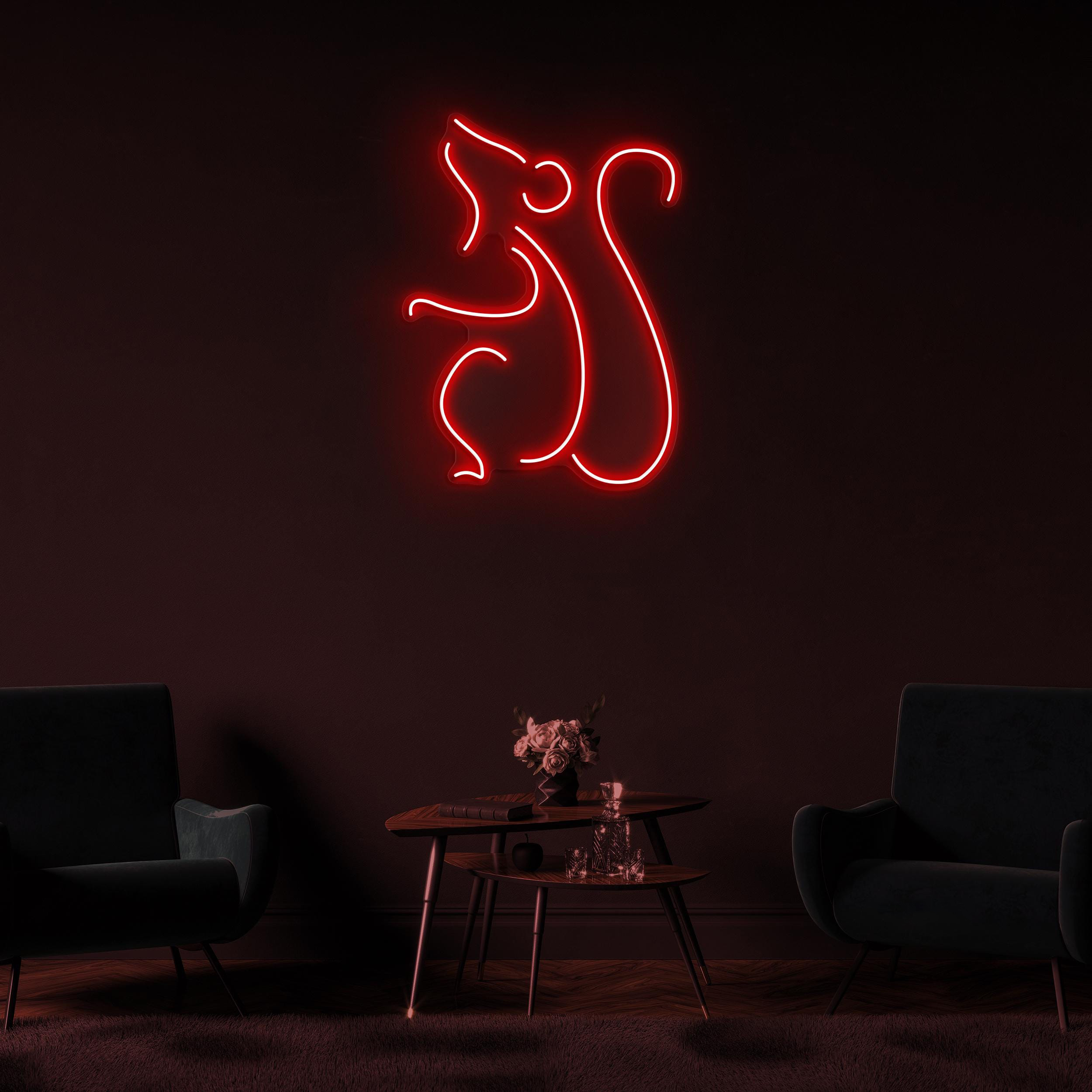 Mouse Neon Sign, Mouse LED Light, Cute Rat Wall Art, Kids Room Wall Decor, Rodent Led Sign, Animal Shop Neon Light, Customized Mouse Sign