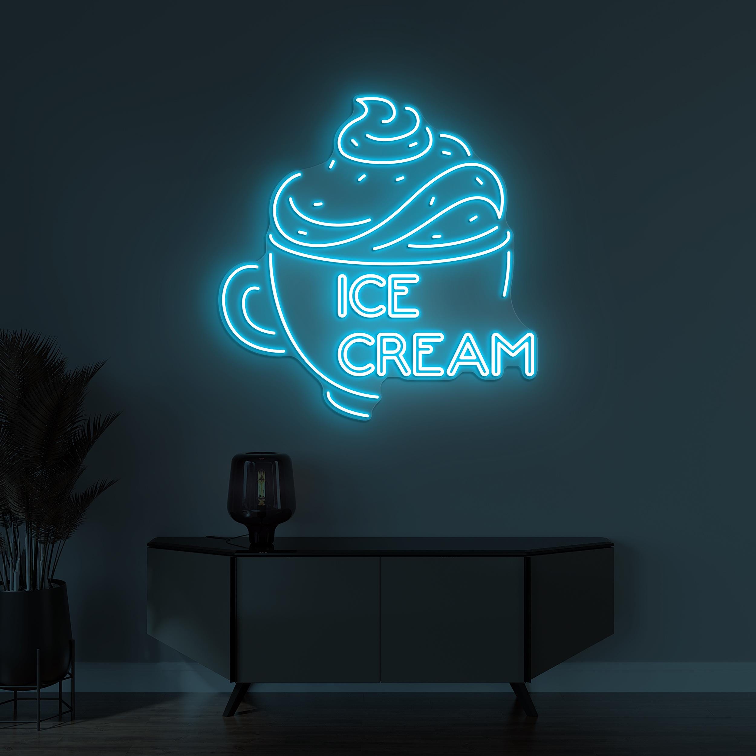 Ice Cream Neon Sign, Ice Cream Led Light, Ice Cream Cup Sign, Sweet Dish Wall Decor, Dessert Wall Art, Ice Cream Shop Sign, Ice Cream Lover