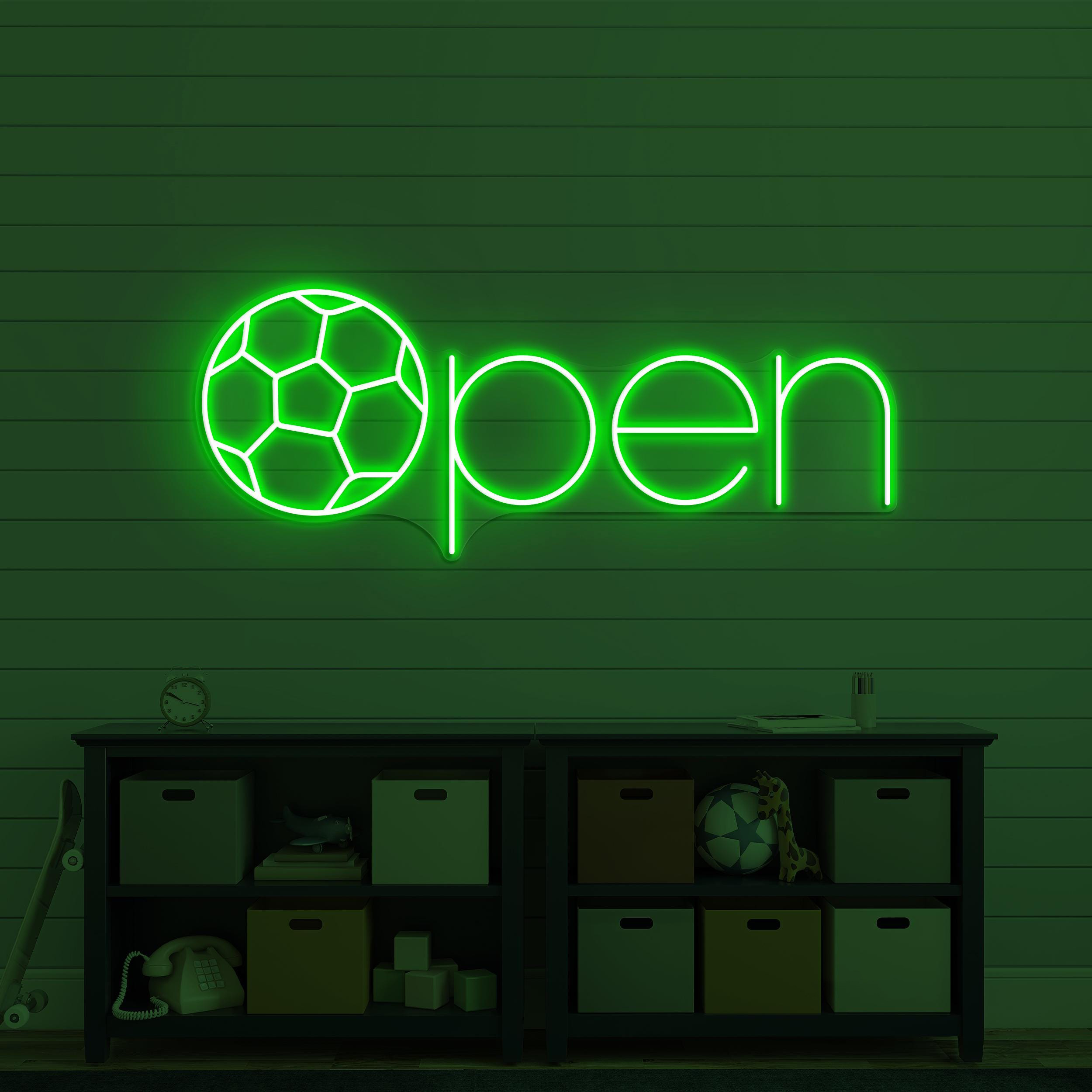 Open Neon Sign, Open LED Light, Soccer Open Wall Art, Football Open Club Neon Light, Business Logo Wall Decor, Sports Shop Open Led Sign