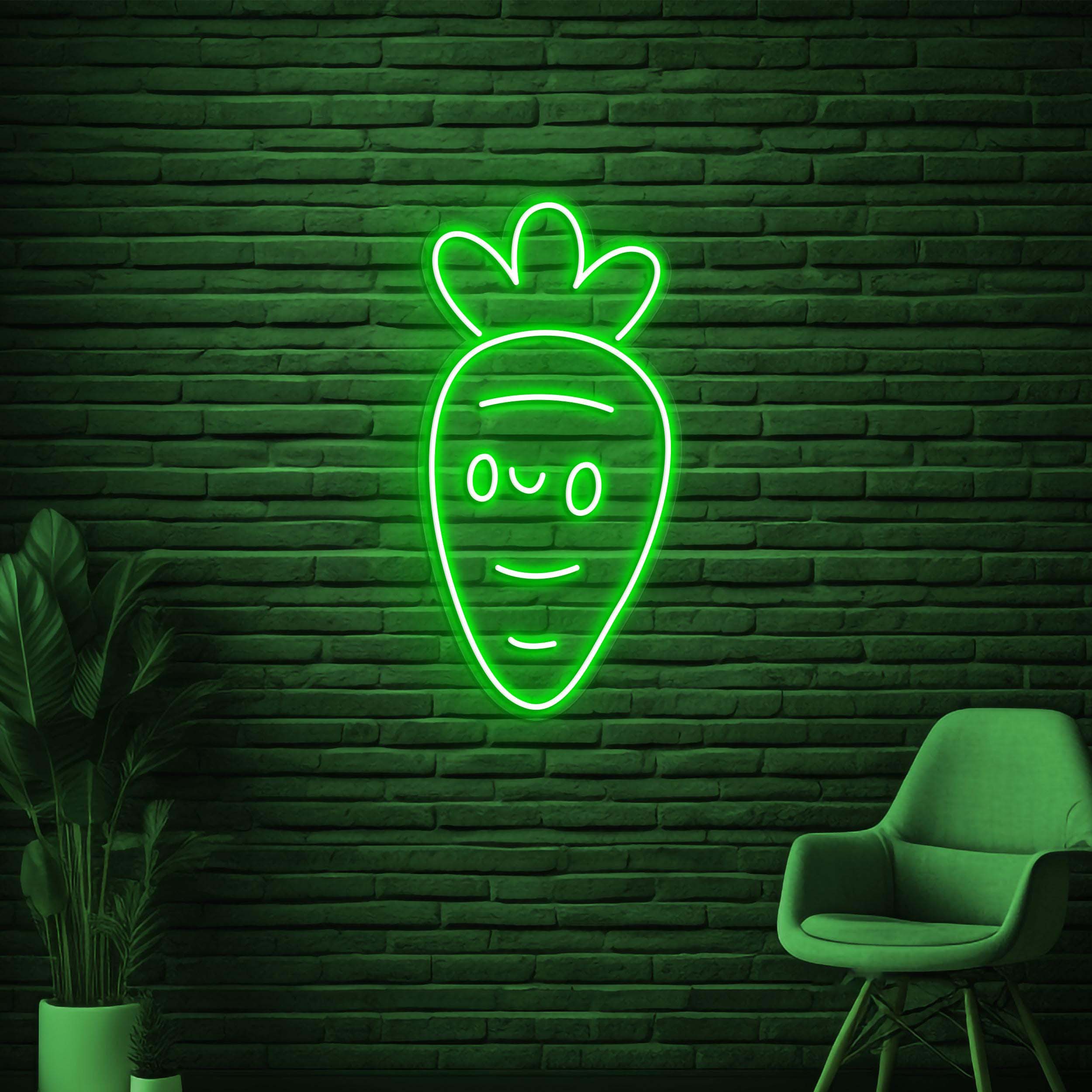 Carrot Neon Sign, Cute Carrot LED Light, Carrot Face Wall Decor, Vegetable Shop Neon Light, Custom Sign, Nursery Room Decor, Kitchen Decor