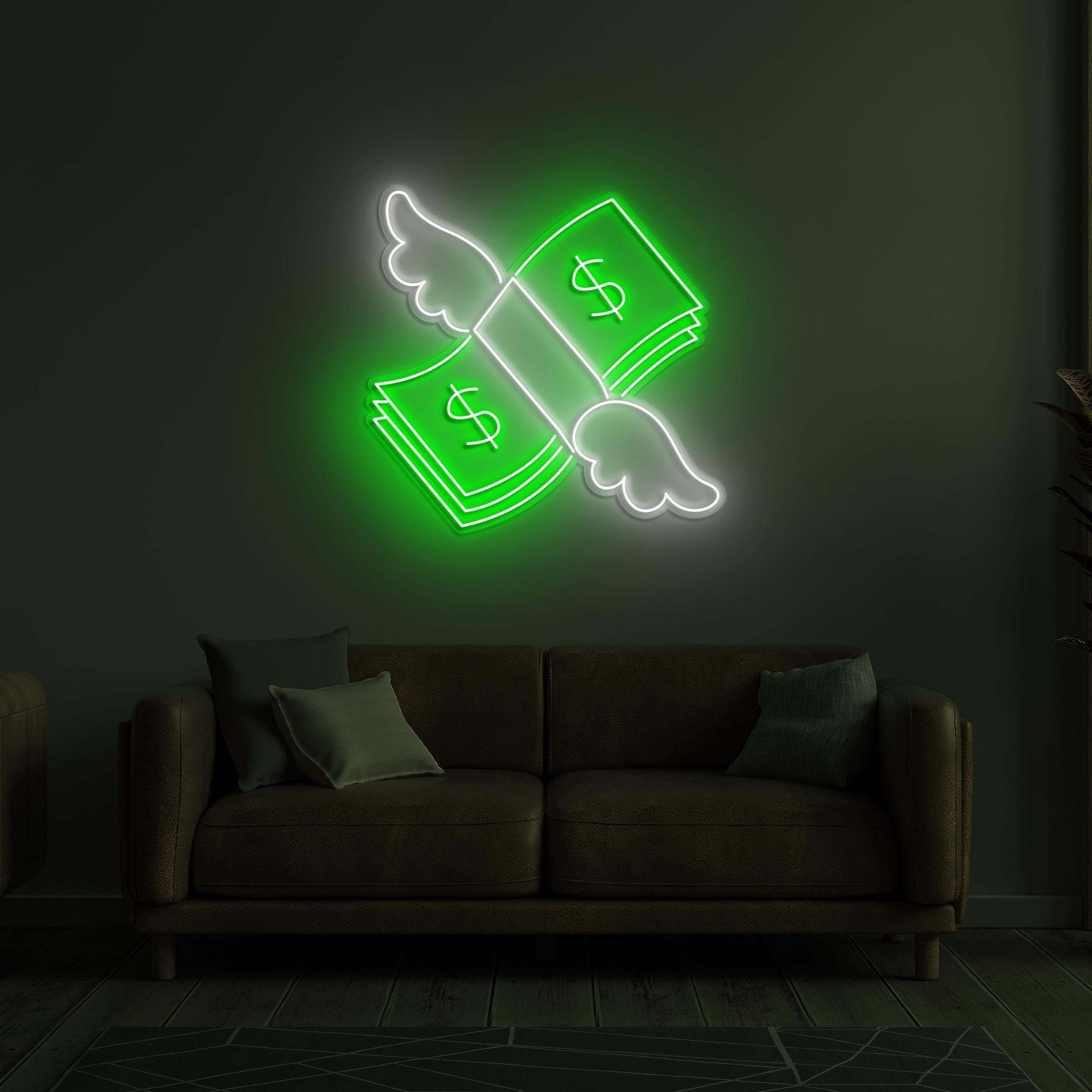 Flying Cash Neon Sign, Cash LED Light, Flying Money LED Neon Art, Bar and Game Room Decor, Custom Cash Neon Sign, Home or Business Decor
