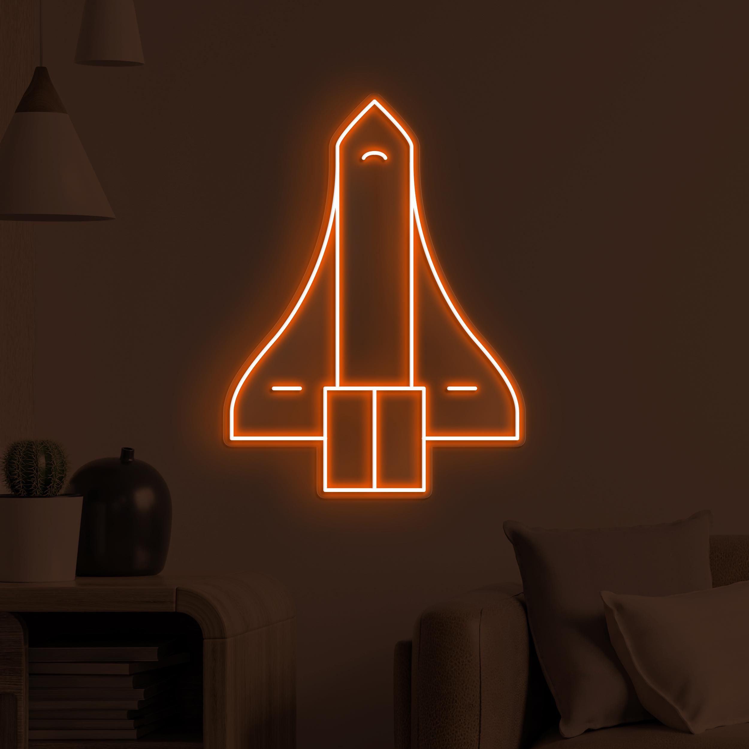Space Shuttle Neon Sign, Space Shuttle LED Light, Rocket Ship Wall Art, Space Flight Sign, Kids Room Wall Decor, Gaming Room Neon Light
