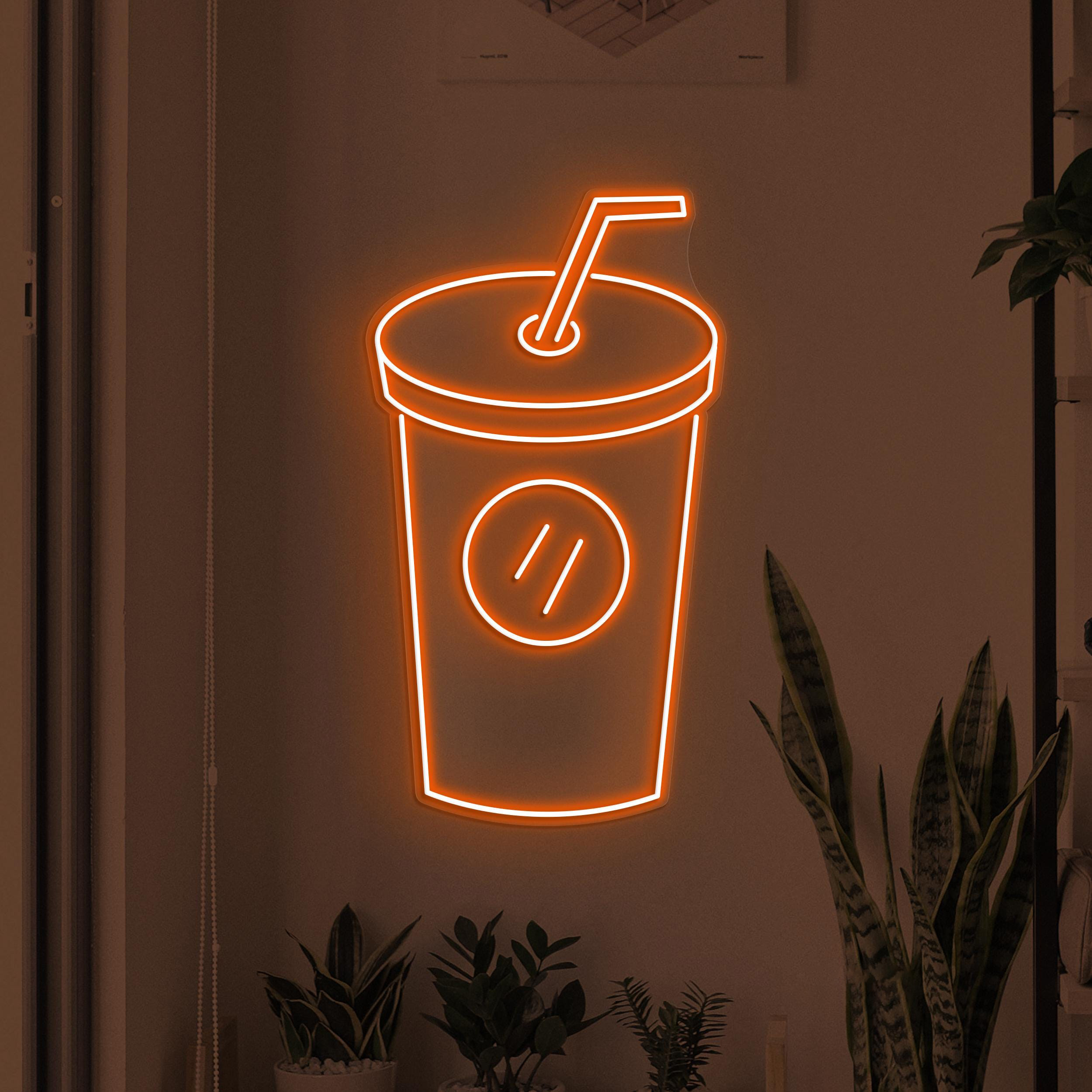 Drink Cup Neon Sign, Drink LED Light, Drink juice Wall Decor, Bar Wall Art, juice Shop Neon Light, Beverage Glass Neon Sign, Bar Neon Art
