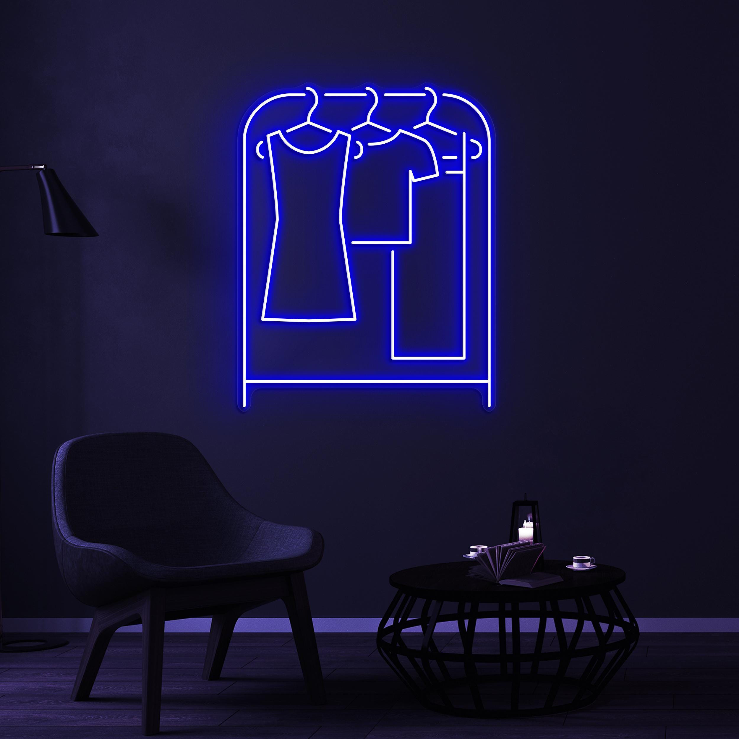 Clothes Rack Neon Sign, Clothe Hanger LED Light, Wardrobe Wall Decor, Fashion Wall Art, Brand Shop Decor, Cloth Shop Neon Art, Boutique Sign