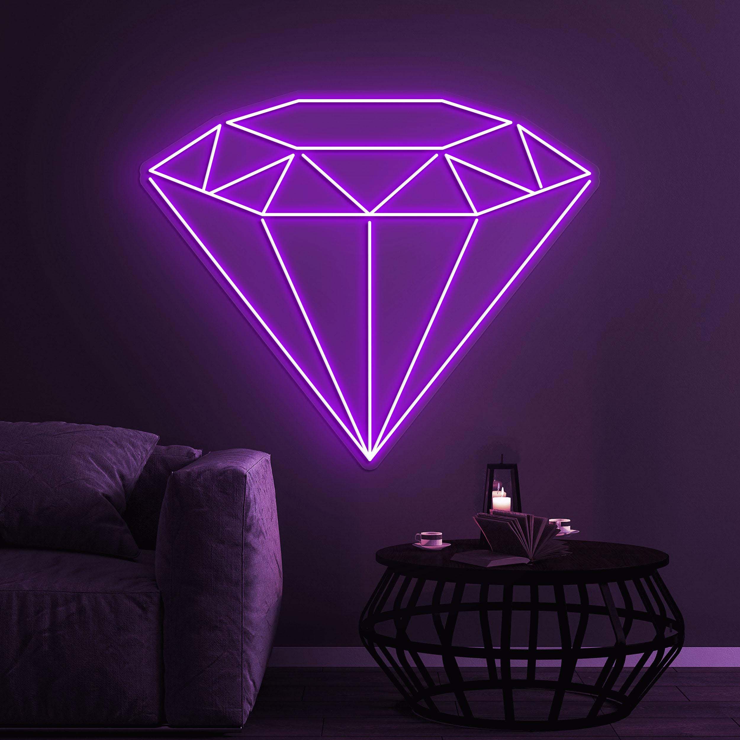 Diamond Neon Sign, Diamond led Wall Decor, Diamond LED Neon Art, Gem Glow Neon Sign, Home Wall Decor, Jewelry Store & Wedding Party Wall Art