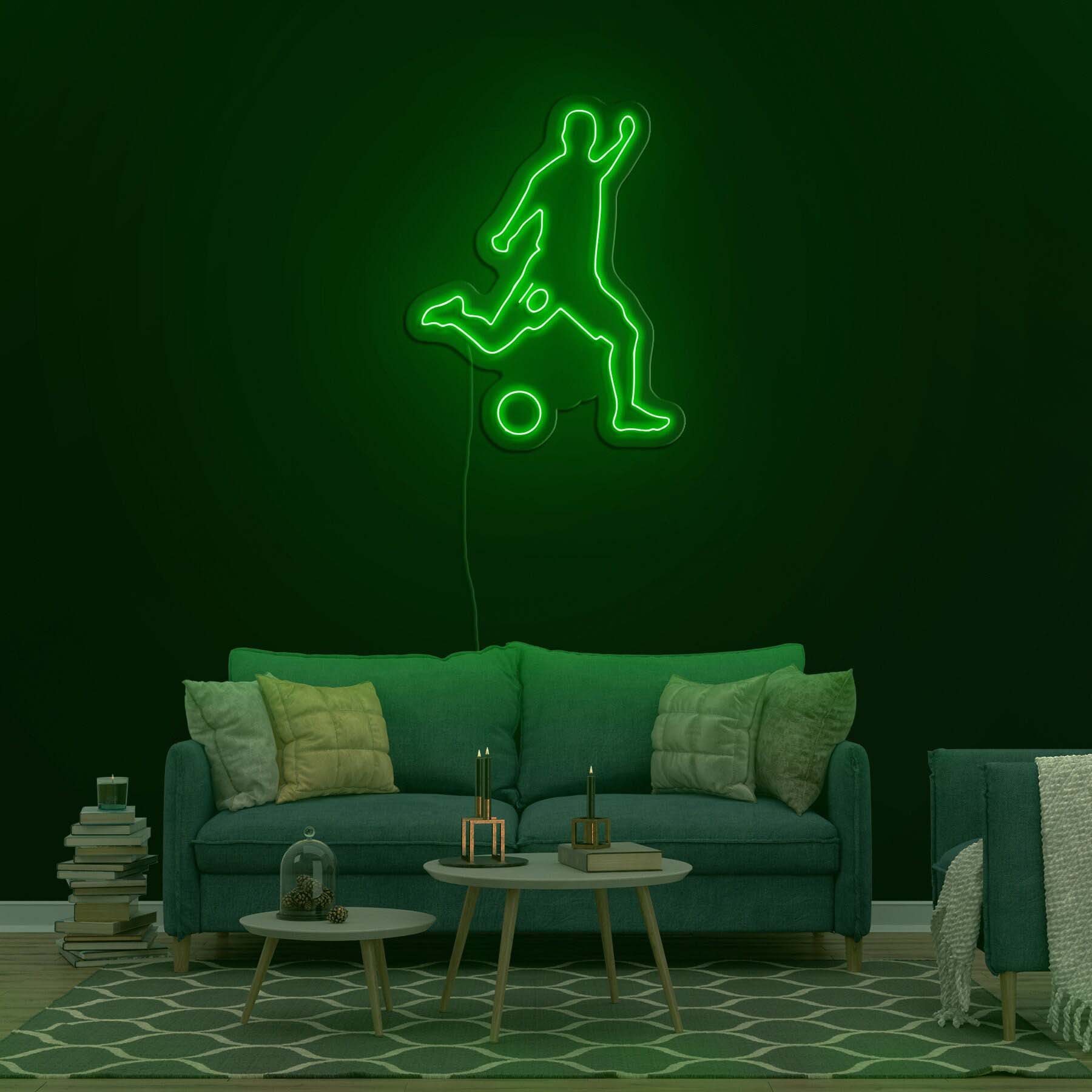 Soccer Player Neon Sign, Soccer Ball LED Light, Football Sports Decor, Soccer Neon Wall Art for Bedroom, Game Room, Man Cave, Athletic Vibes