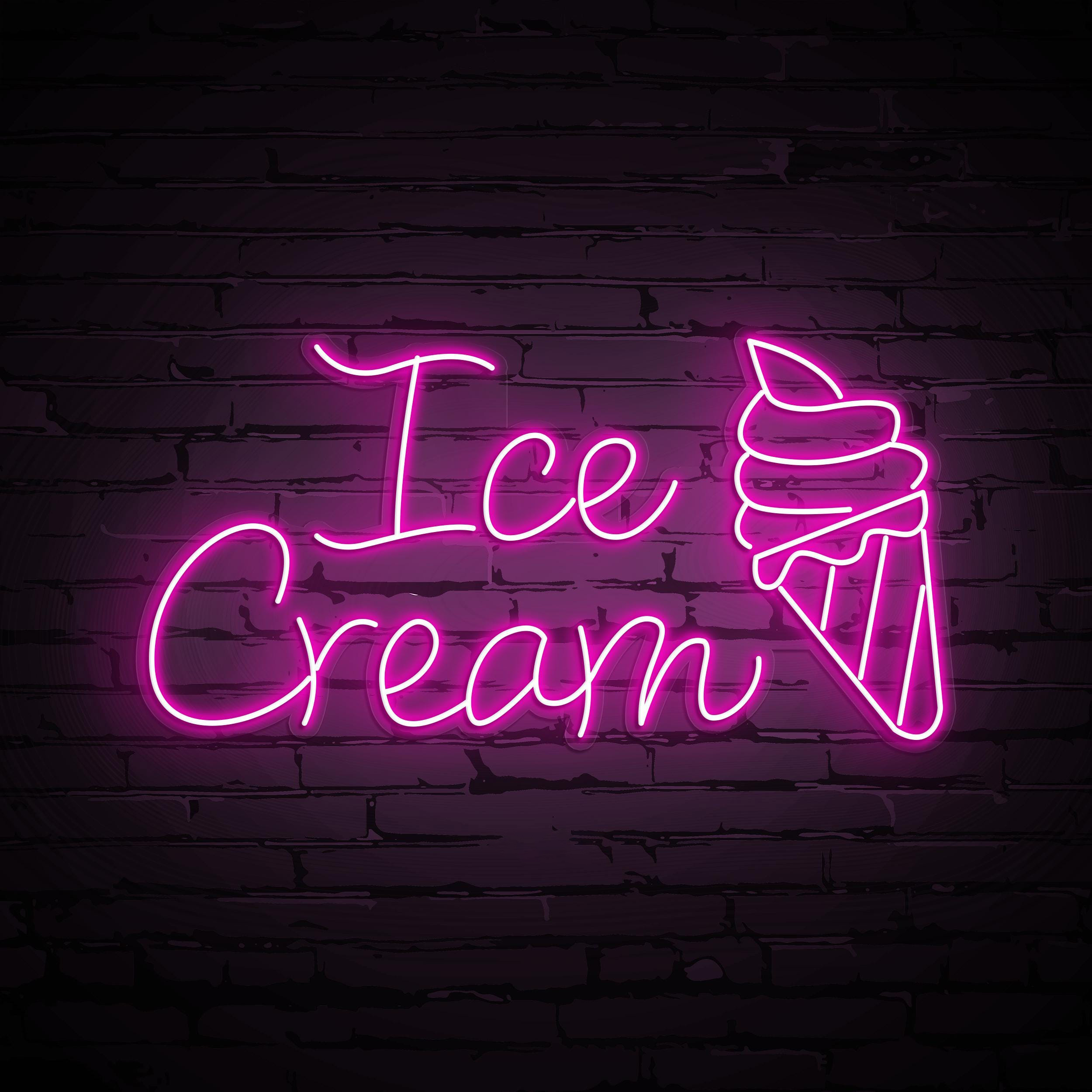 Ice Cream Neon Sign, Ice Cream LED Sign, Ice Cream Cone Wall Art, Ice Cream Neon Display, Decor for Ice Cream Shop, Cafe, Bar, Dessert Spot