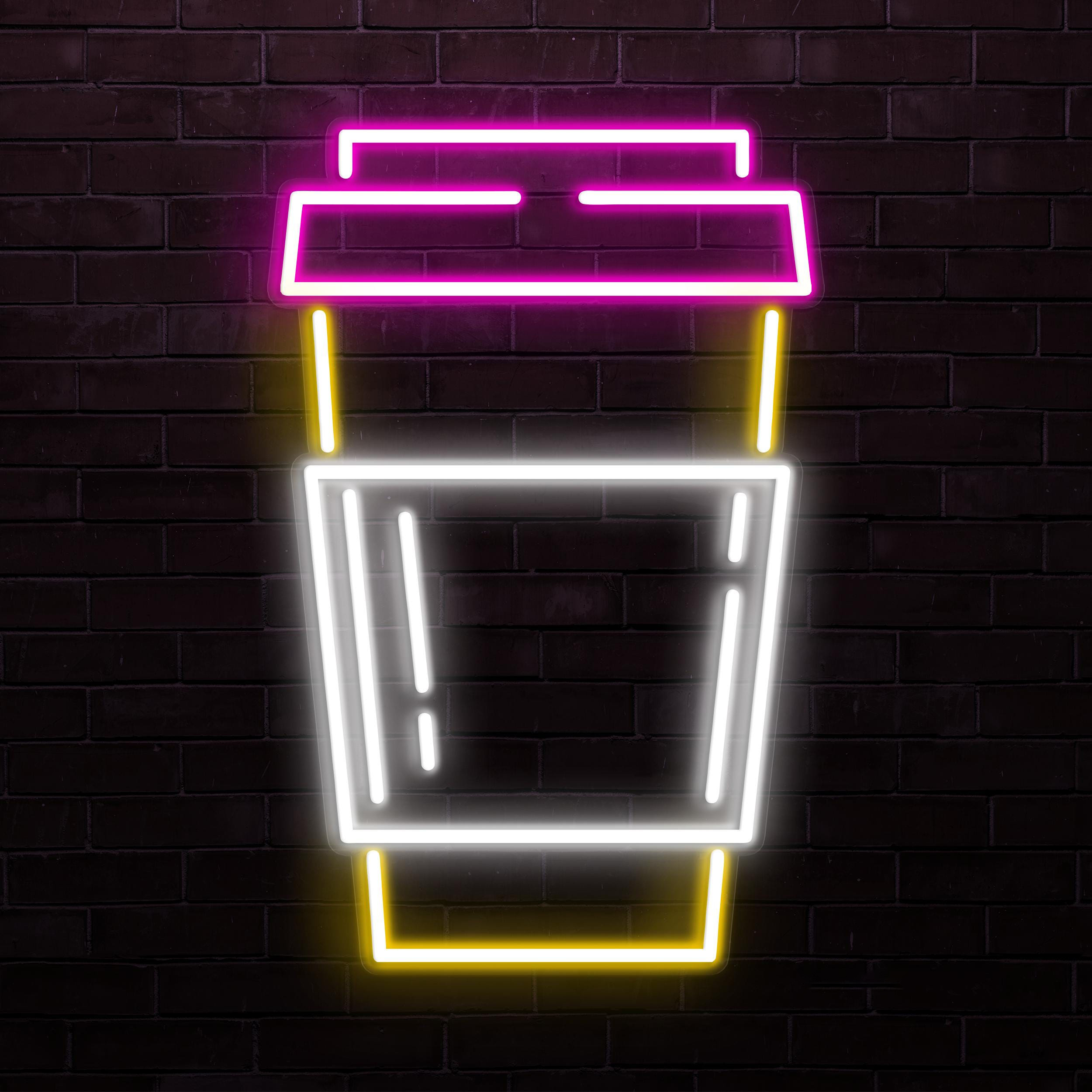 Coffee Cup Neon Sign, Coffee Cup LED Light, Coffee Shop Wall Art, Cafe and Bar Neon Light, Kitchen Wall Decor, Takeaway Coffee Neon Art