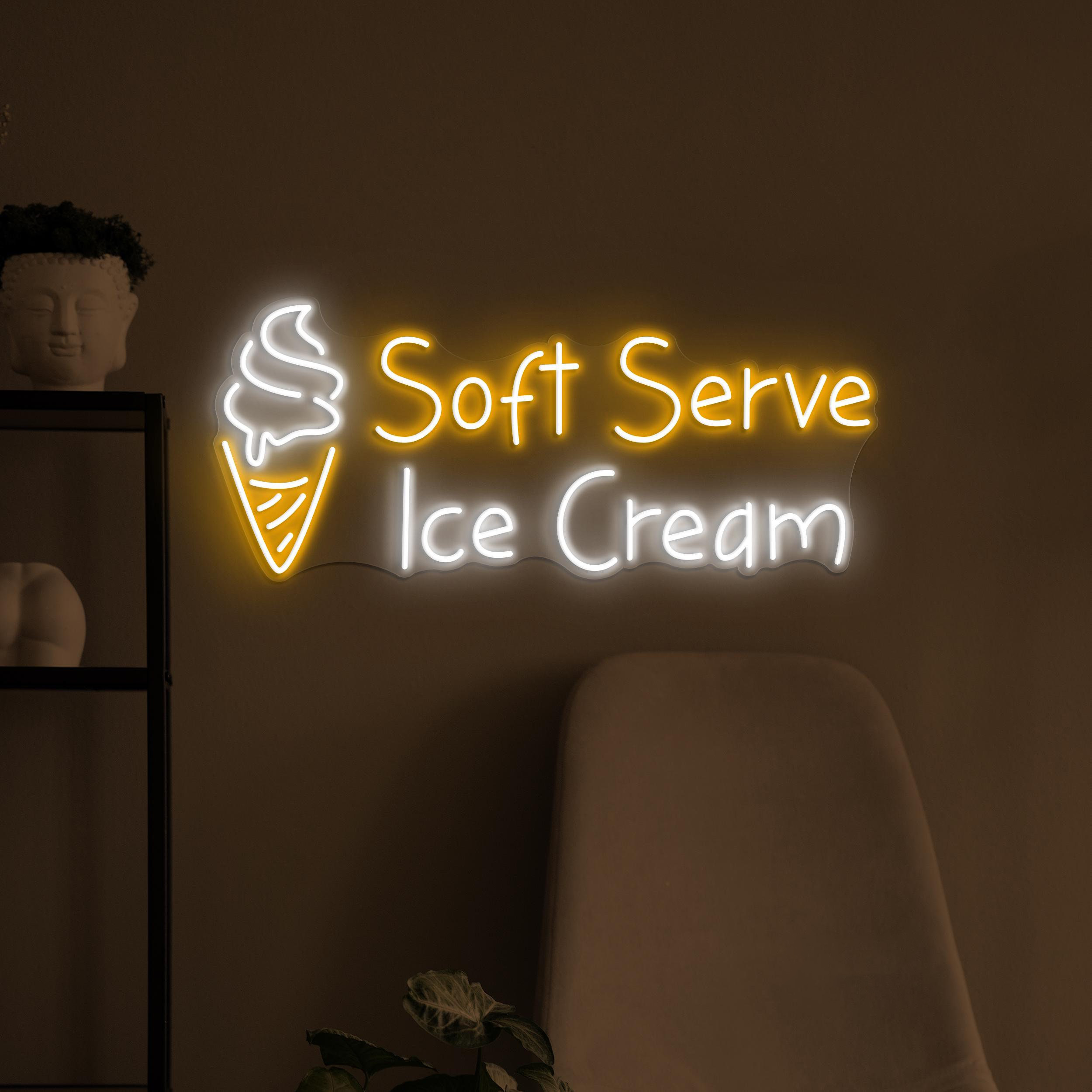 Soft Serve Ice Cream Neon Sign, Soft Serve Ice Cream LED Light, Sweet Dish Wall Art, Dessert Led Sign, Ice Cream Shop Decor, Ice Cream Lover