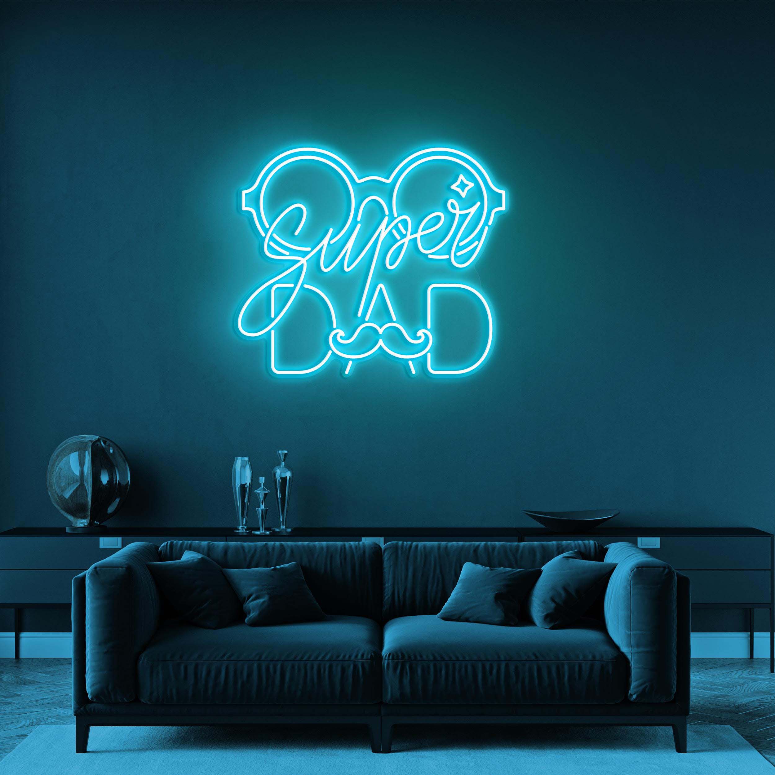 Super Dad Neon Sign, Super Dad LED Light, Moustache Dad Neon Art, Glasses Dad Sign, Home Wall Decor, Father Love Sign, Father's Day Gift