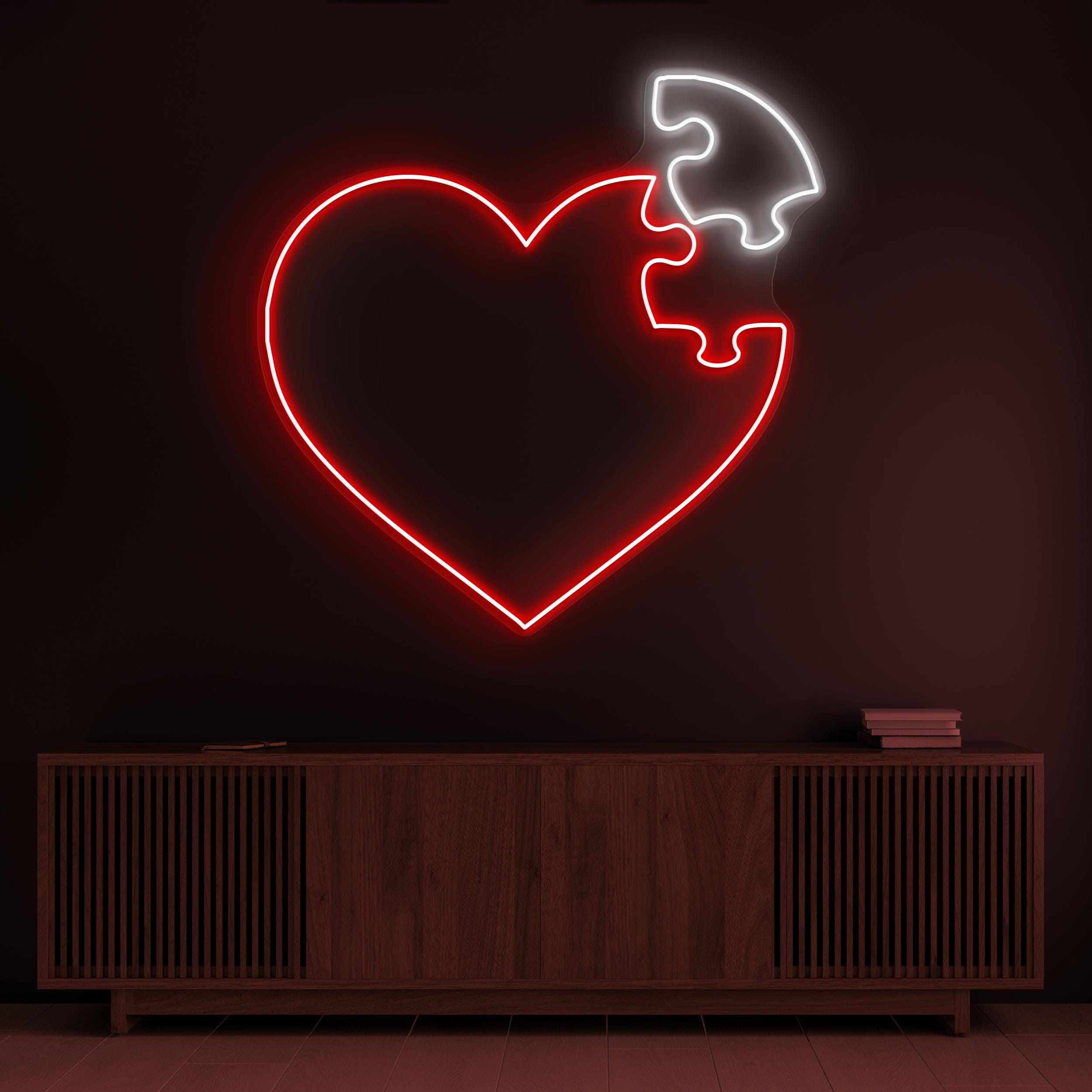 Heart Puzzle Neon Sign, Heart Puzzle LED Light, Love Hearts Wall Decor, Wedding Party Wall Art, Love Led Neon Sign, Couple Room Decor, Gift