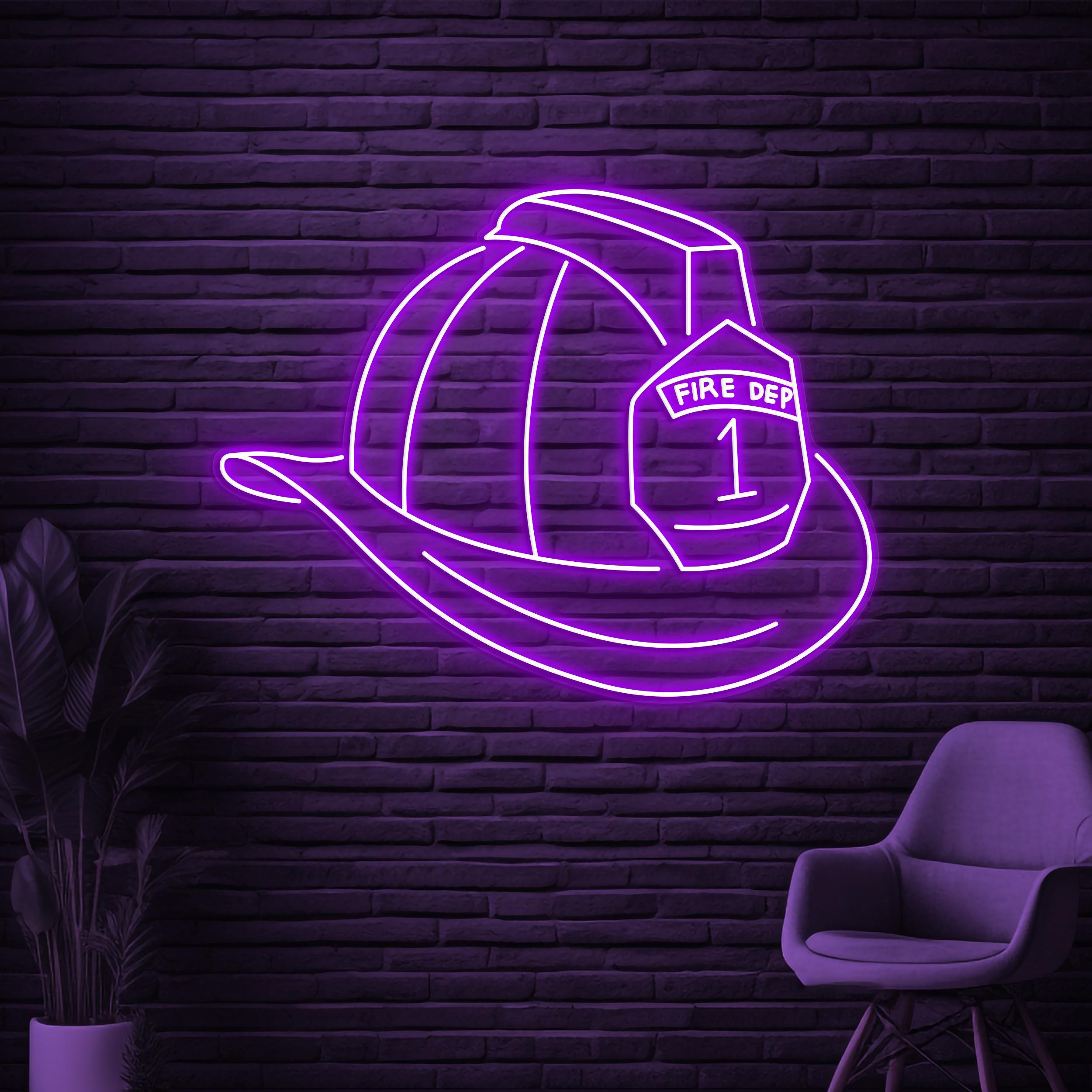Firefighter Helmet Neon Sign, Firefighter Helmet LED Light, Rescue Room Decor, Fireman Wall Art, Firefighter Hat Sign, Fire Department Sign