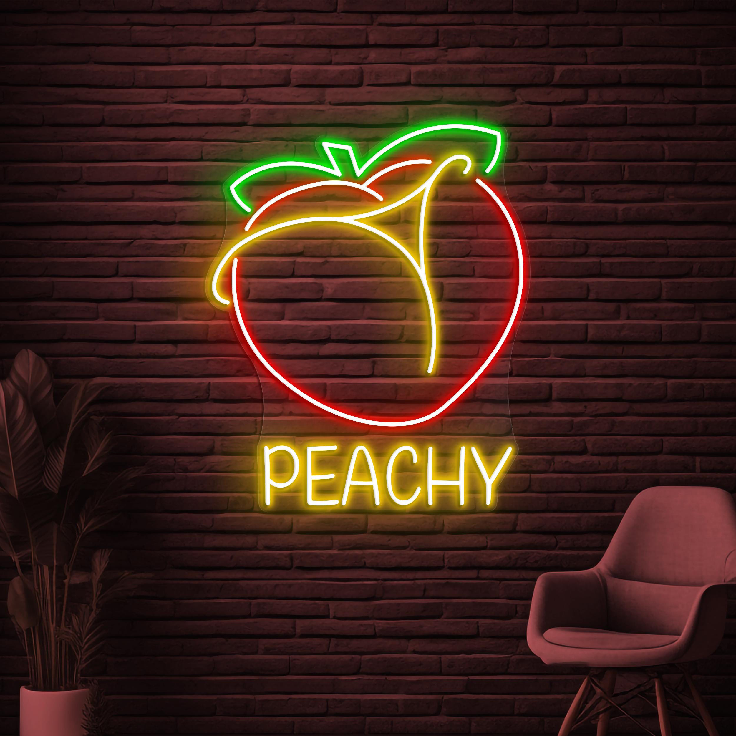 Peachy Neon Sign, Peachy LED Light, Fruit Shop Wall Decor, Peach Garden Wall Art, Peach Fruit Led Sign, Bar Neon Light, Gift
