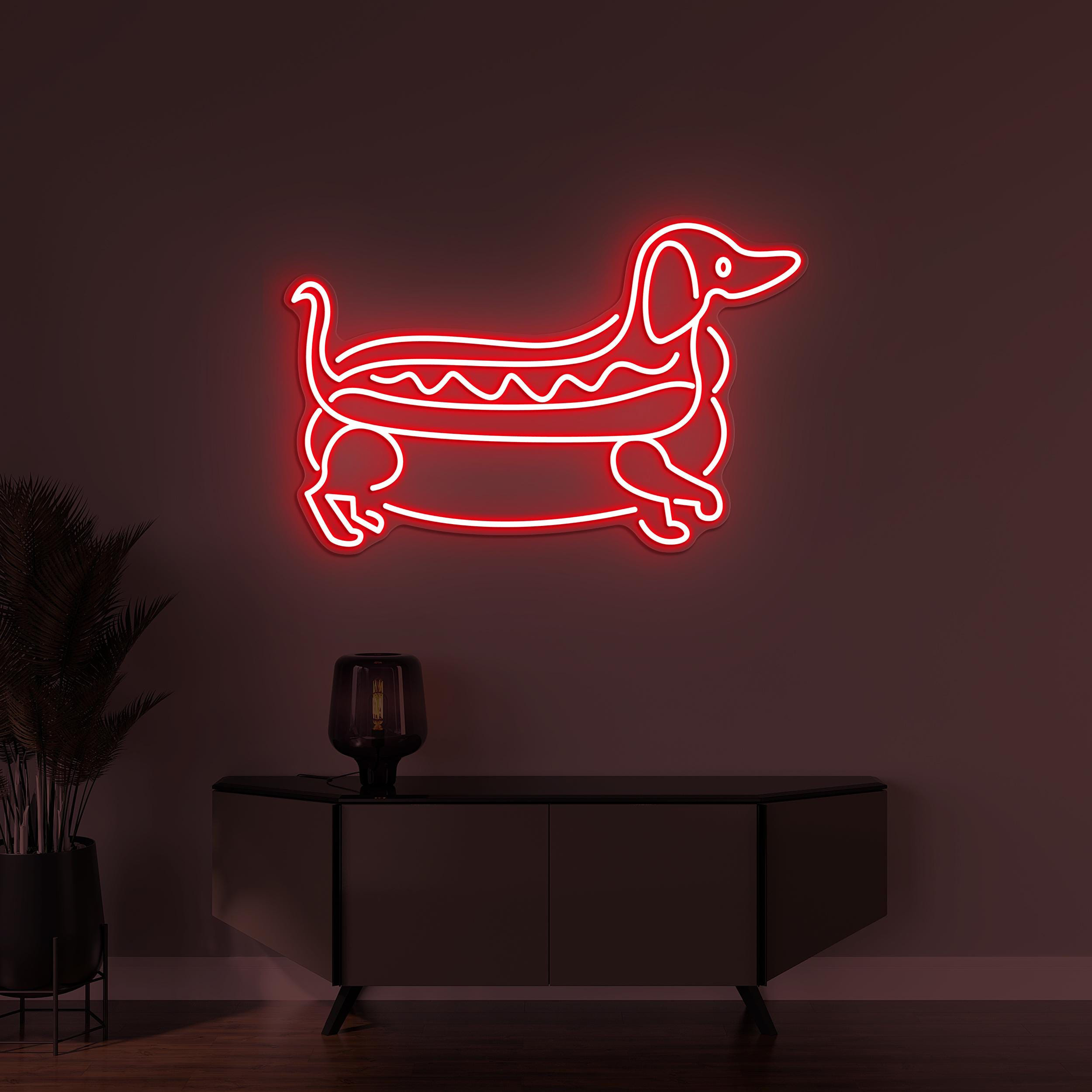 Dachshund Hot Dog Neon Sign, Dachshund Hot Dog LED Light, Dog Wall Decor, Custom Neon Sign, Hot Dog Shop Decor, Kids Room and Pet Shop Decor