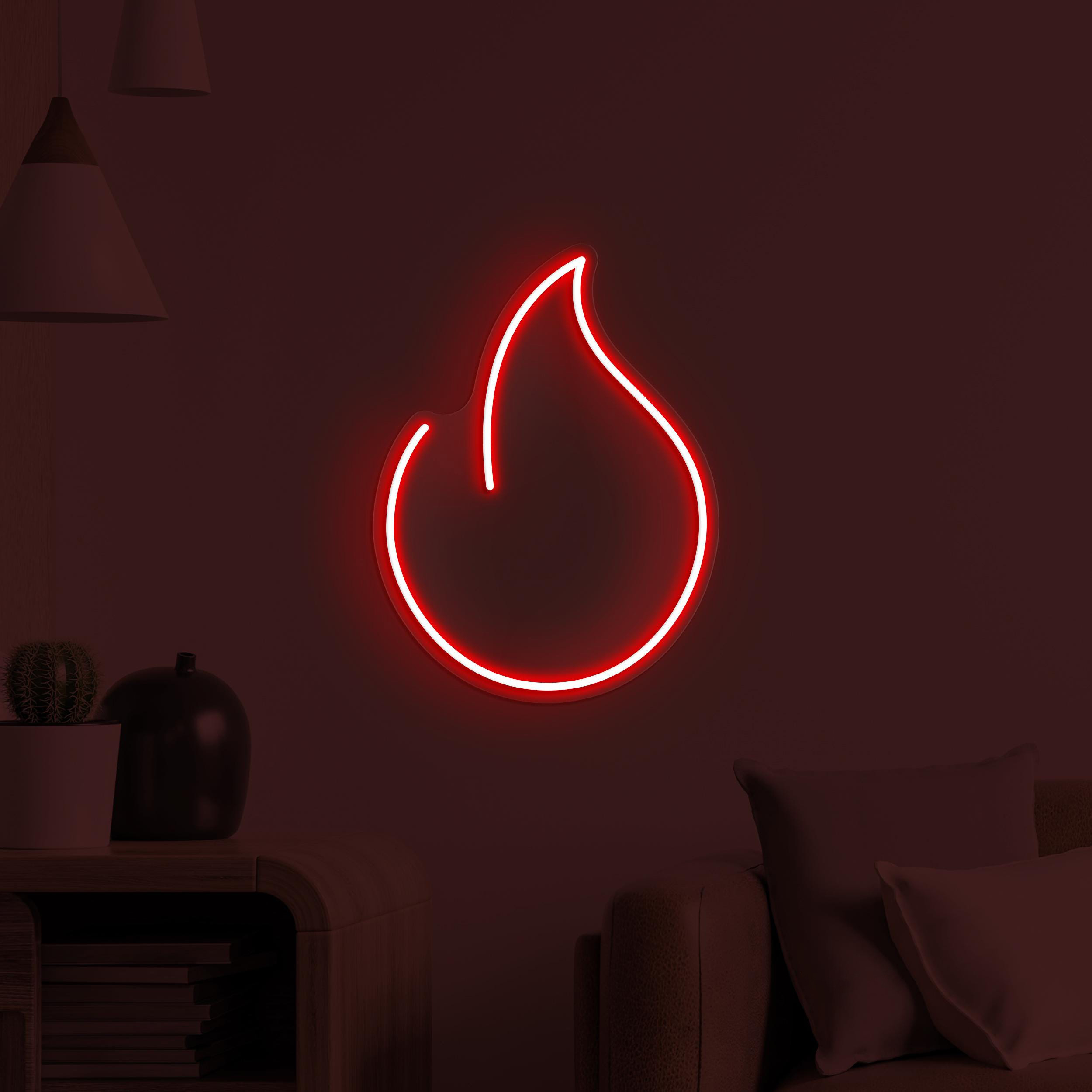 Fire Neon Sign, Fire LED Light, Flame Wall Decor, Simple Fire Neon Light, Cafe, Bar, & Restaurant Neon Decor, Home Wall Art, Fire Lover Gift