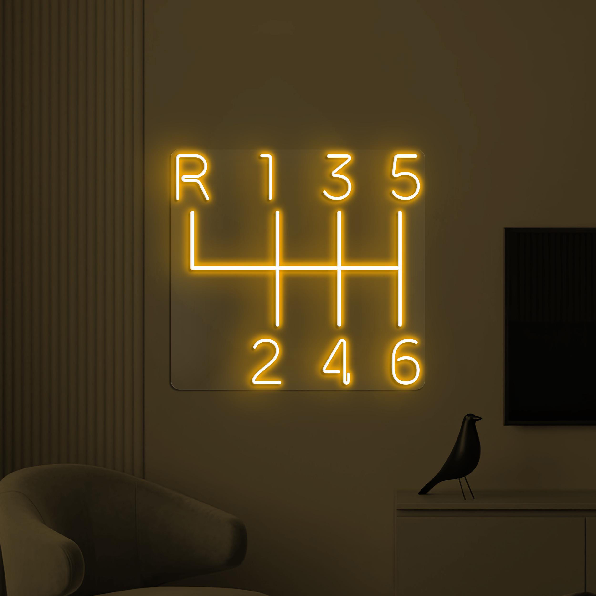 Car Gearbox Neon Sign, Car Gearbox LED Light, Auto Workshop Wall Decor, Automotive Wall Art, Garage Neon Light, Manual Gear Shift Led Sign