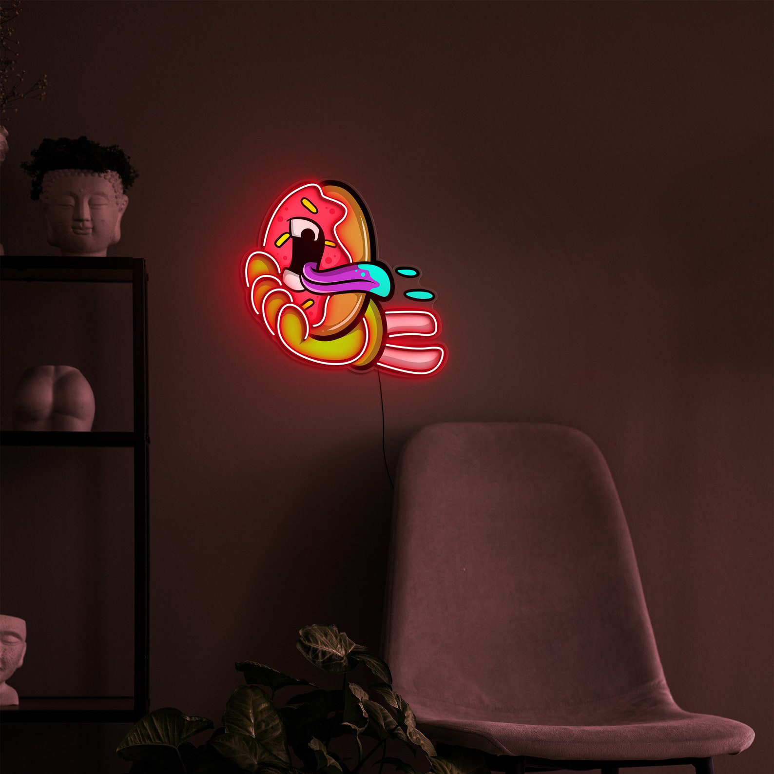 Hand Donut Neon Sign, Hand Holding Donut Light, Donut Pop Art Sign, Donut Neon Sign, Wall and Desk Decor, Light for Home,Office, and Bedroom