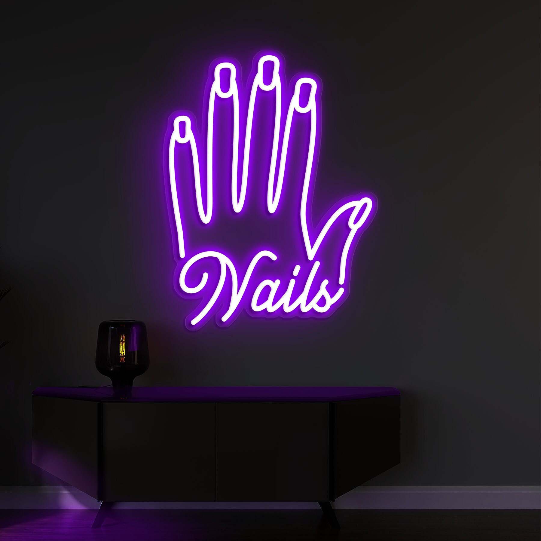 Nails Neon Sign, Nail Hand LED Neon Light, Salon and Manicure Shop Decor, Wall Decoration for Nails Beauty Salons, Neon Lamp for Shop Decor
