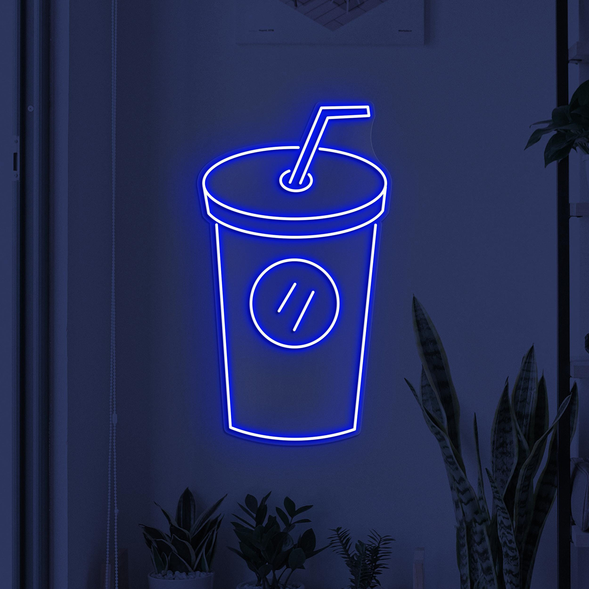 Drink Cup Neon Sign, Drink LED Light, Drink juice Wall Decor, Bar Wall Art, juice Shop Neon Light, Beverage Glass Neon Sign, Bar Neon Art