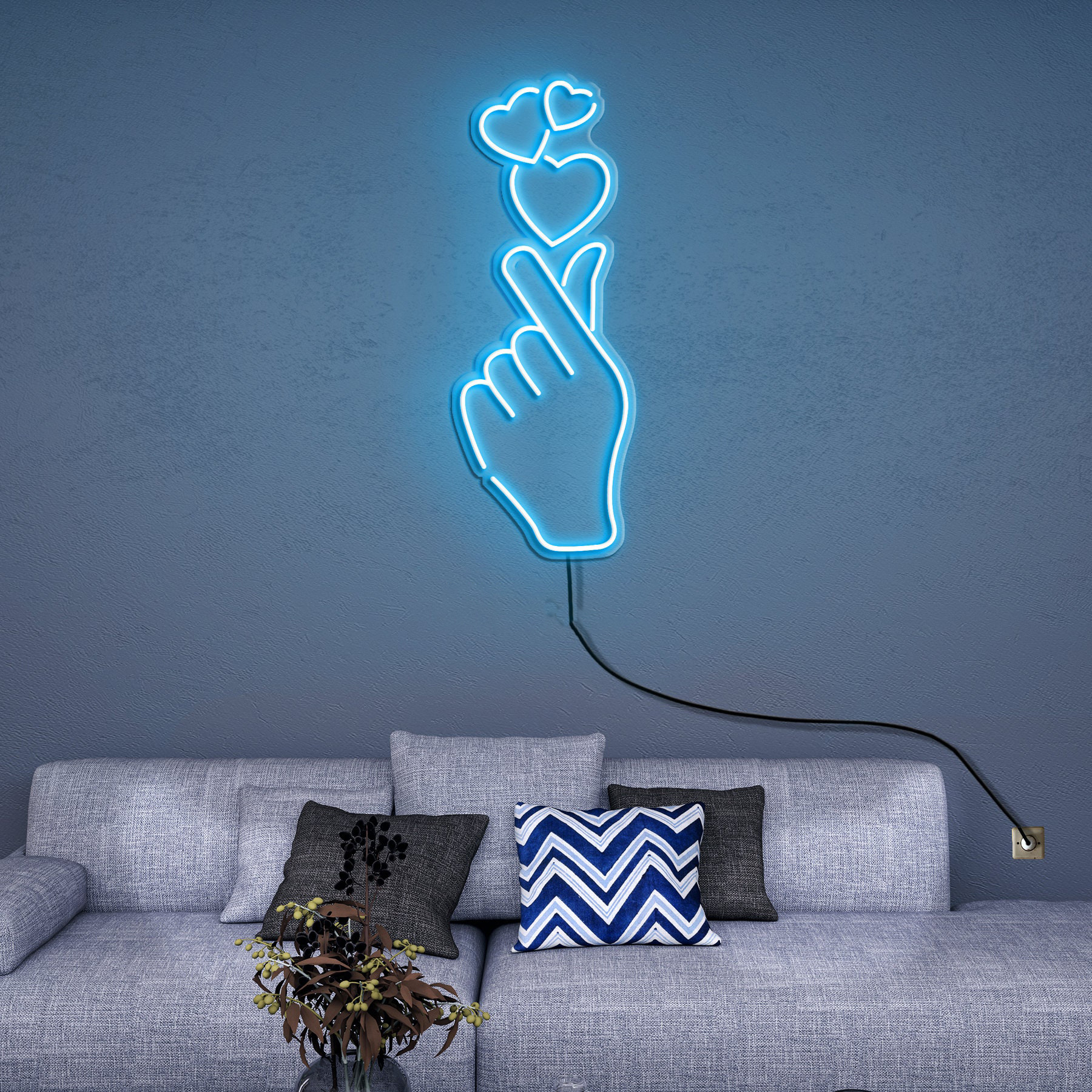 Finger Heart LED Neon Sign, Hand Heart Light, Party Sign, Heart Neon Decor, Sign for Bedroom, Living Room, Wedding, Birthday, Celebration