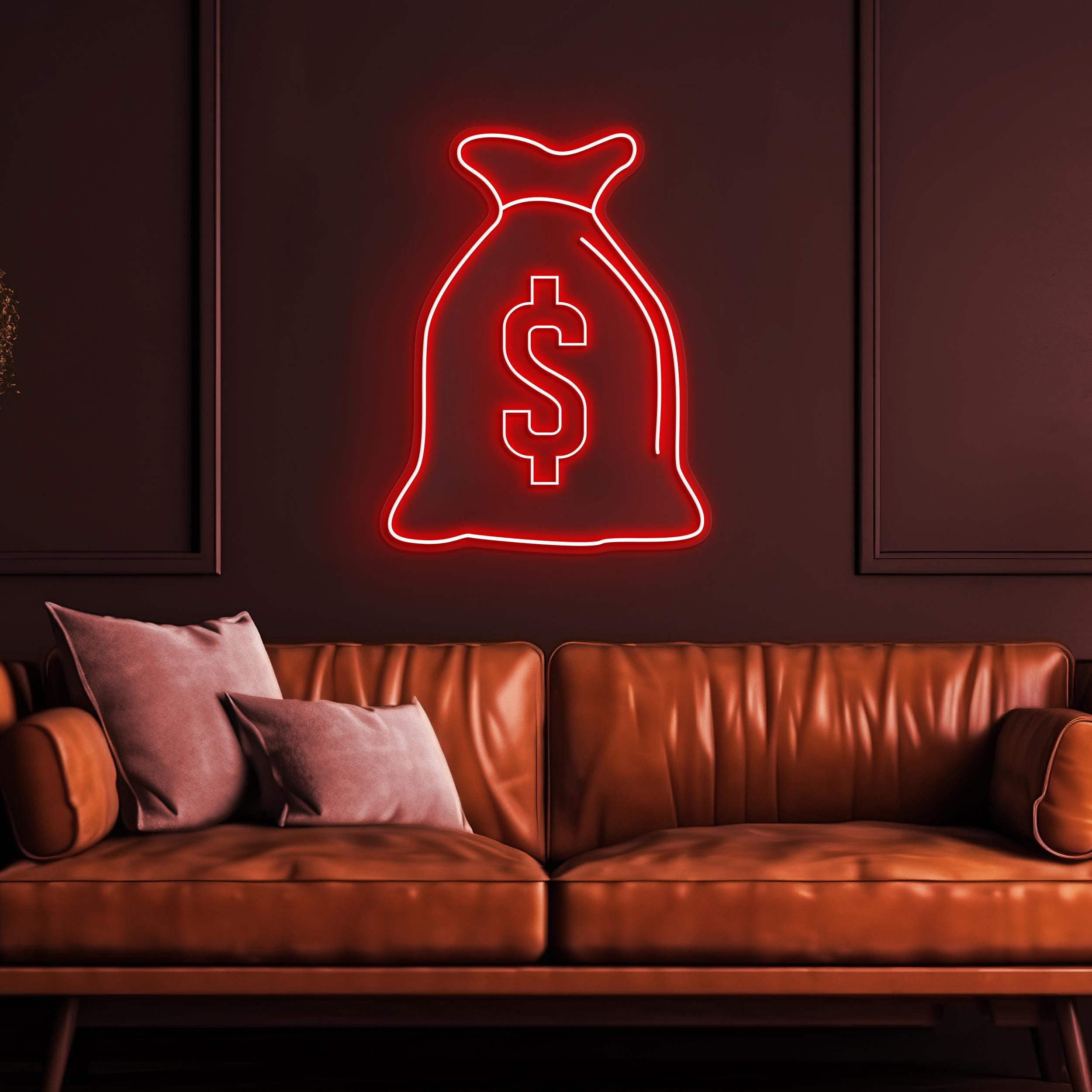 Money Bag Neon Sign, Money Bag LED Light, Office Wall Decor, Dollar Bag Wall Art, Money Dollar Led Sign, Business Neon Light, Cash Decor