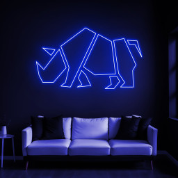 Rhino LED Neon Sign, Geometric Rhino Wall Decor, Custom Party Room Decoration, Neon Bedroom Rhinoceros Sign, Animal Head LED Neon Art, Sign