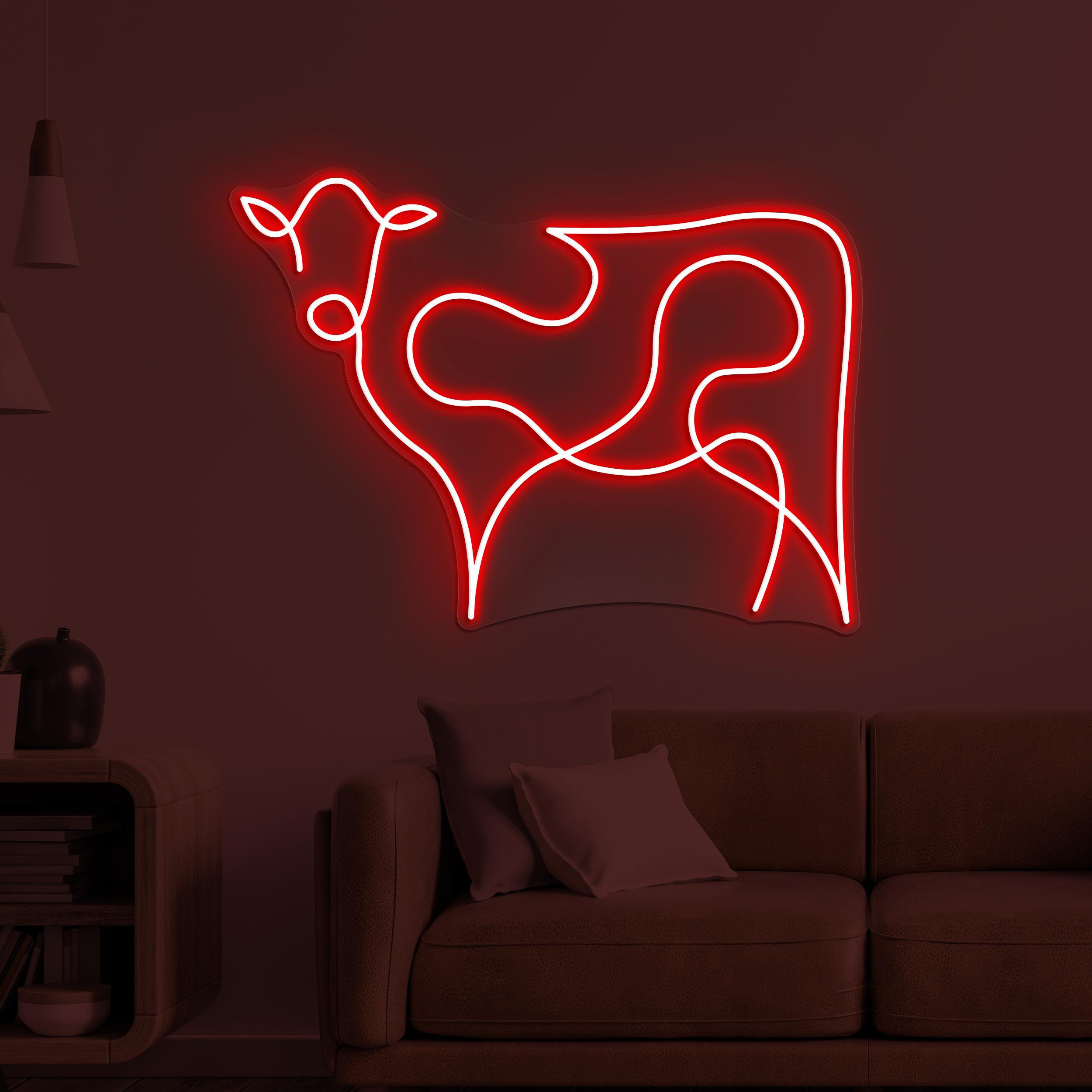 Cow Neon Sign, Cow Head LED Light, Pet Shop Wall Decor, Cattle Farm Wall Art, Gift For Cow Lover, Kids Room Decor, Farm Animal Wall Light
