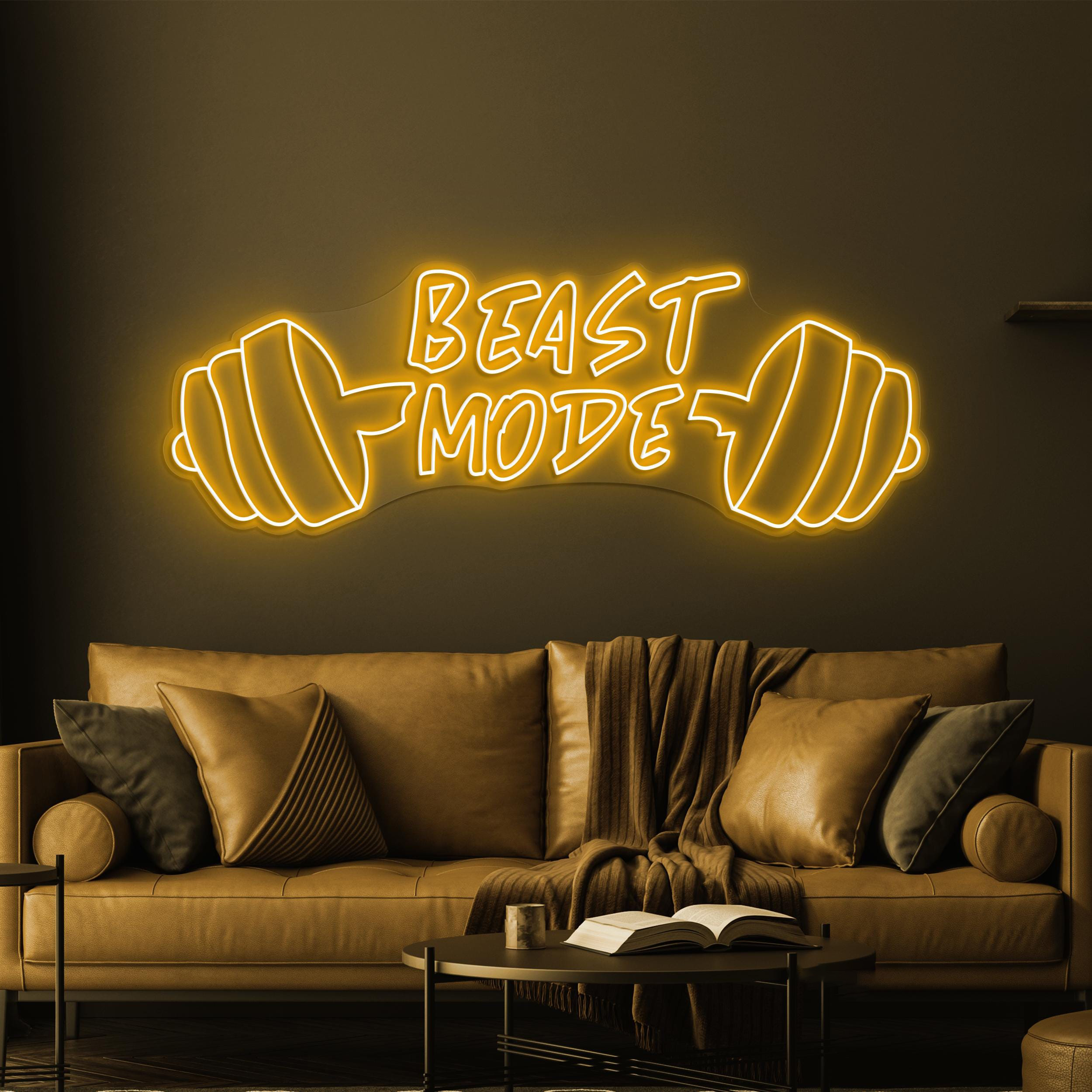 Beast Mode Neon Sign, Beast Mode LED Light, Gym Wall Decor, Dumbbell Wall Art, Fitness Neon Sign, Workout Wall Light, Gift For Gym Lover