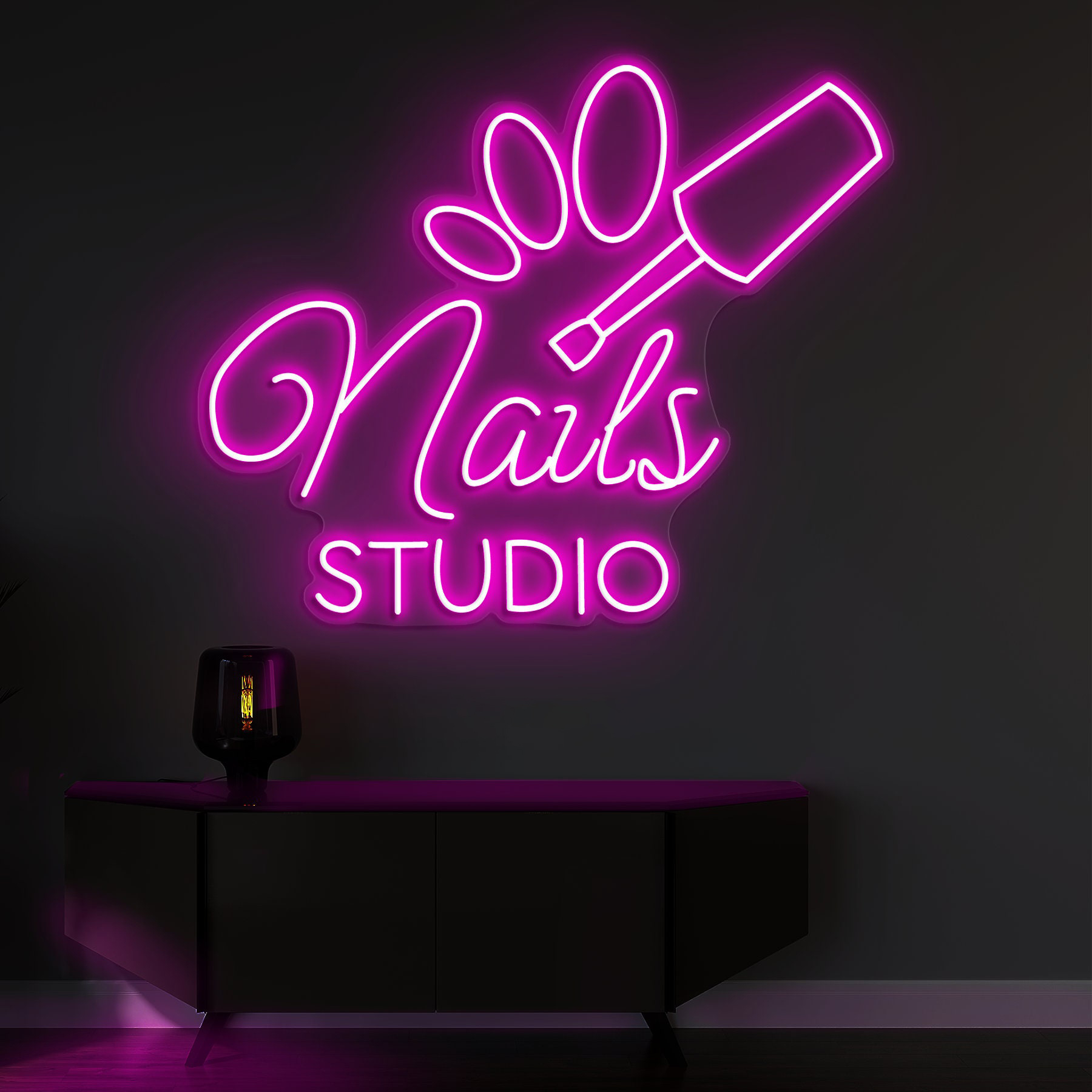 Nails Studio Neon Sign, Light for Nail Art Studios, Décor for Makeup Rooms and Shops, Gift for Nail Lovers and Ladies,Light for Beauty Rooms