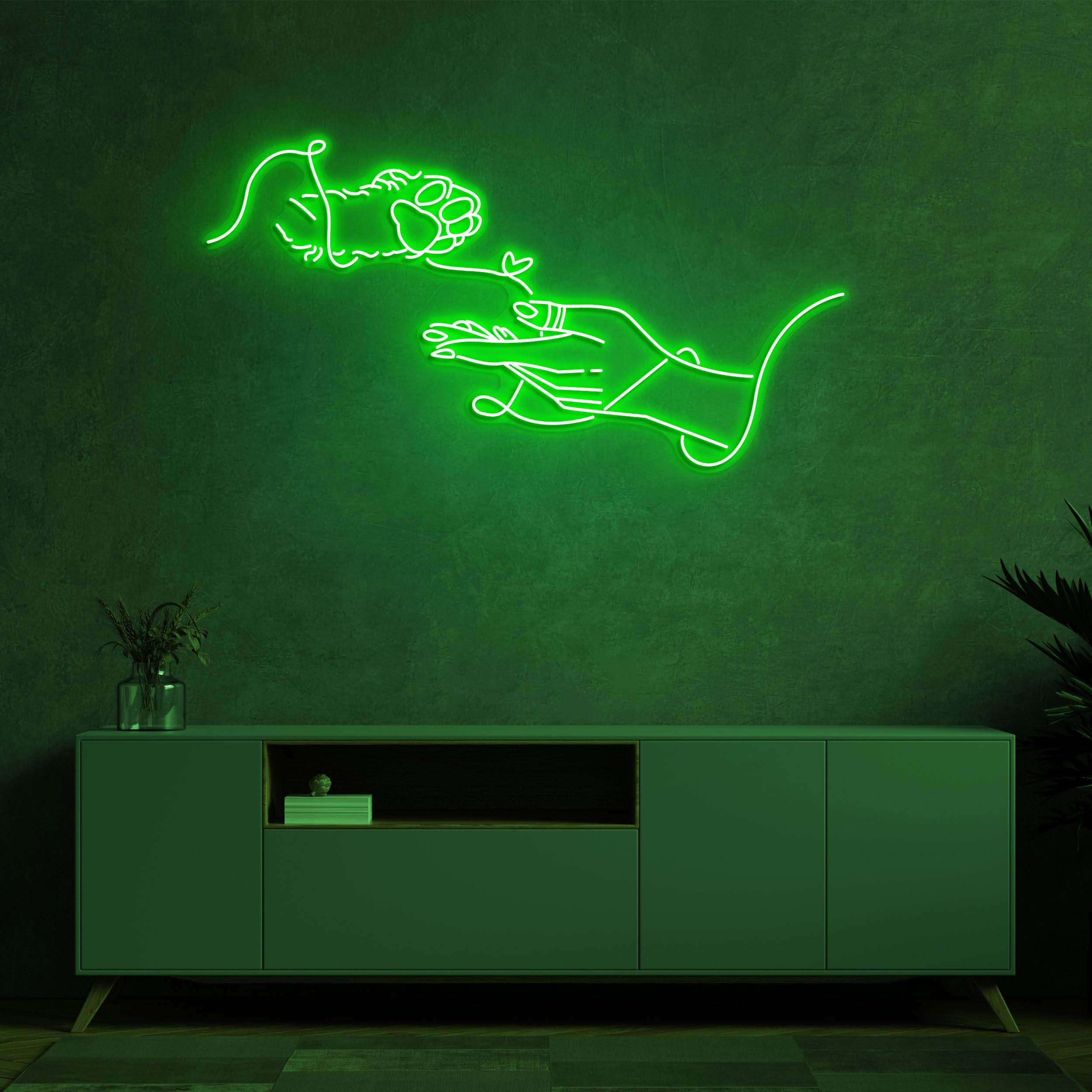 Paw and Hand LED Neon Sign, Kitty Paw and Hand Light, Love Symbol LED Neon Sign, Cat Paw Neon Sign, Pet Lovers decor, LED Neon Wall Art