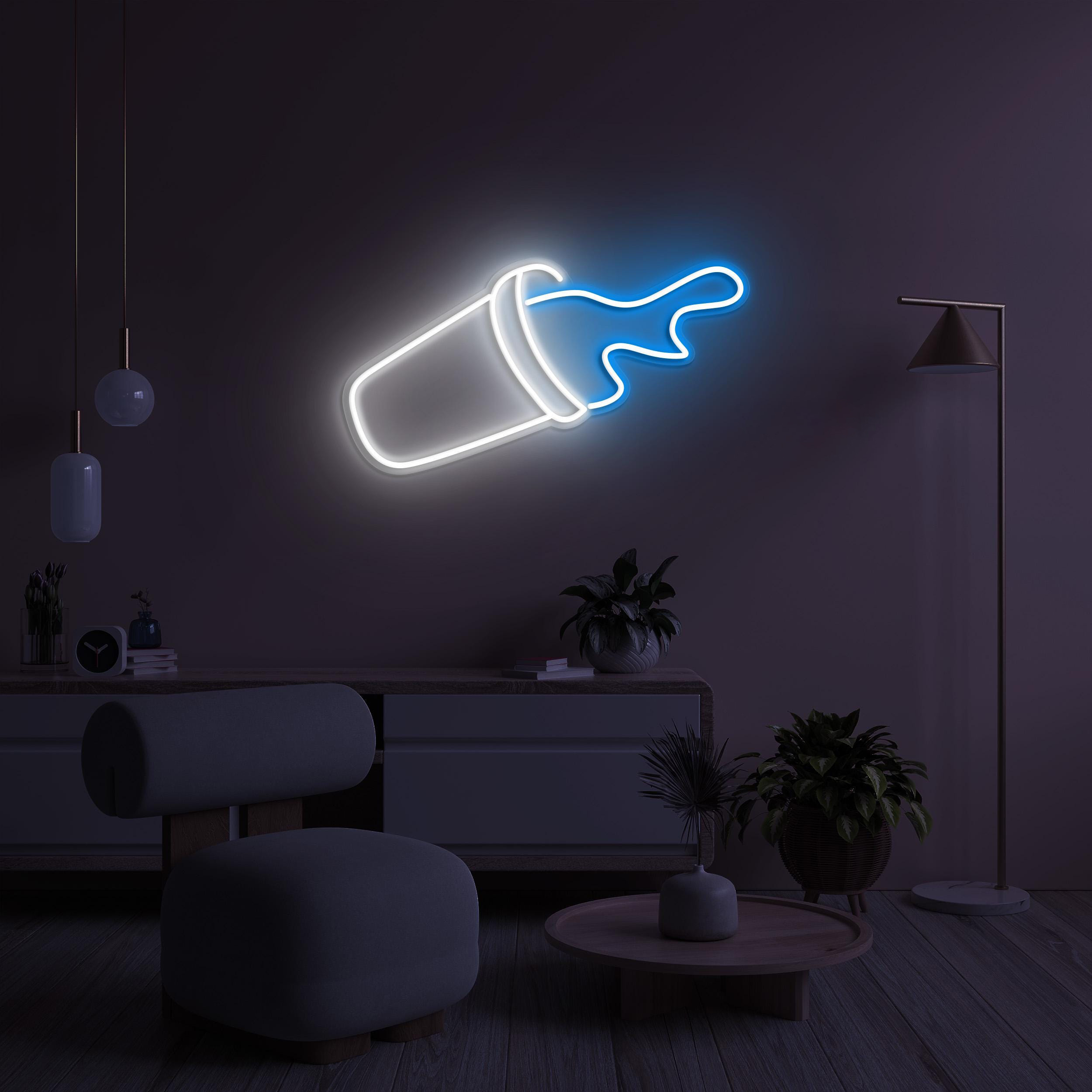 Spilled Drink Neon Sign, Spilled Drink Light, Cup Overflow LED Neon Art, Drink Corner Wall Art, Cafe LED Sign, Custom Sign, Game Room Decor