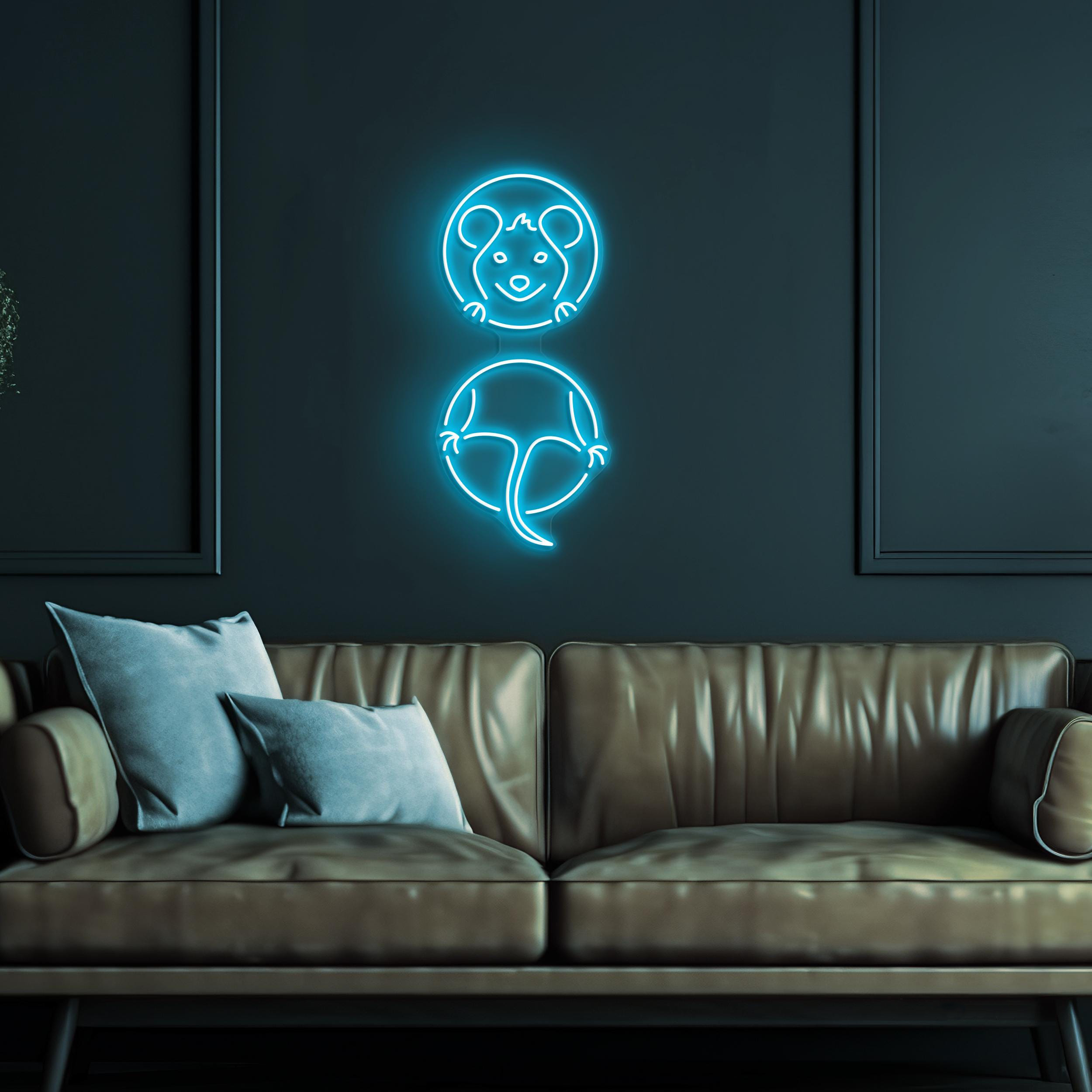 Rat In Hole Neon Sign, Rat In Hole Led Light, Cute Mouse Wall Decor, Kids Room Wall Art, Animal Shop Neon Light, Custom Sign, Mice Wall Art