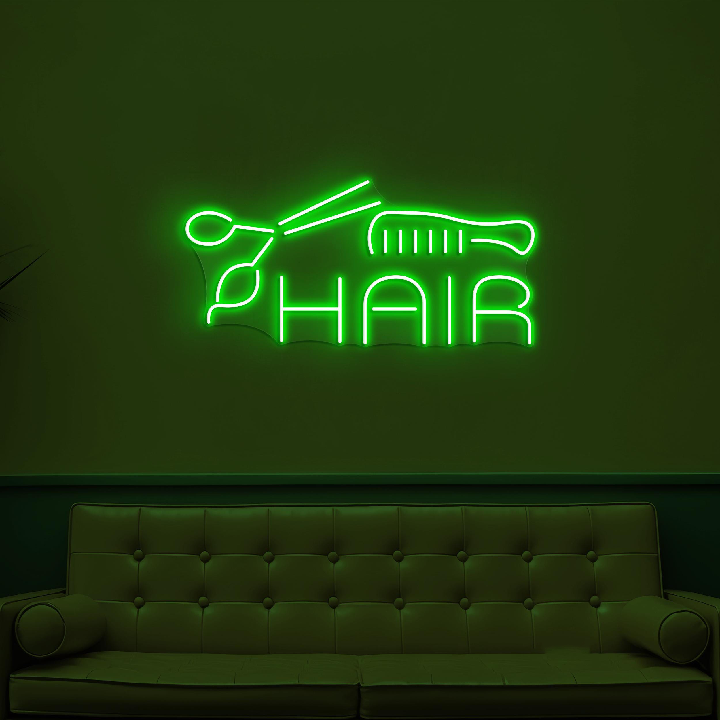 Hair Neon Sign, Hair LED Light, Styling Studio Wall Art, Scissor and Comb Wall Decor, Barber Shop Neon Wall Light, Beauty Salon Neon Decor