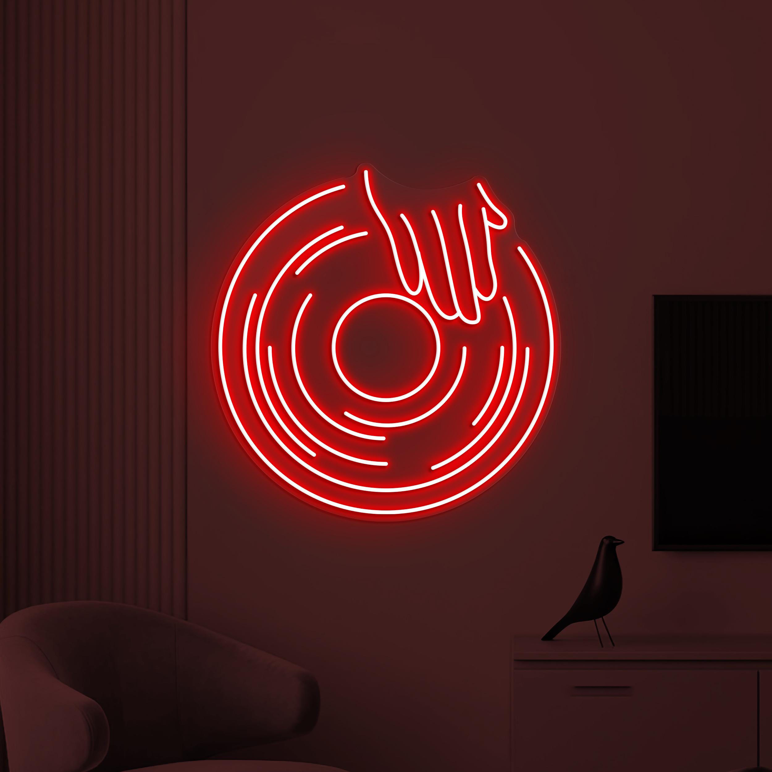 Vinyl Neon Sign, Vinyl Record LED Light, Vinyl Spin Wall Decor, Vinyl With Hand Wall Art, DJ Wall Light, DJ Room Neon Decor, Music Room Sign