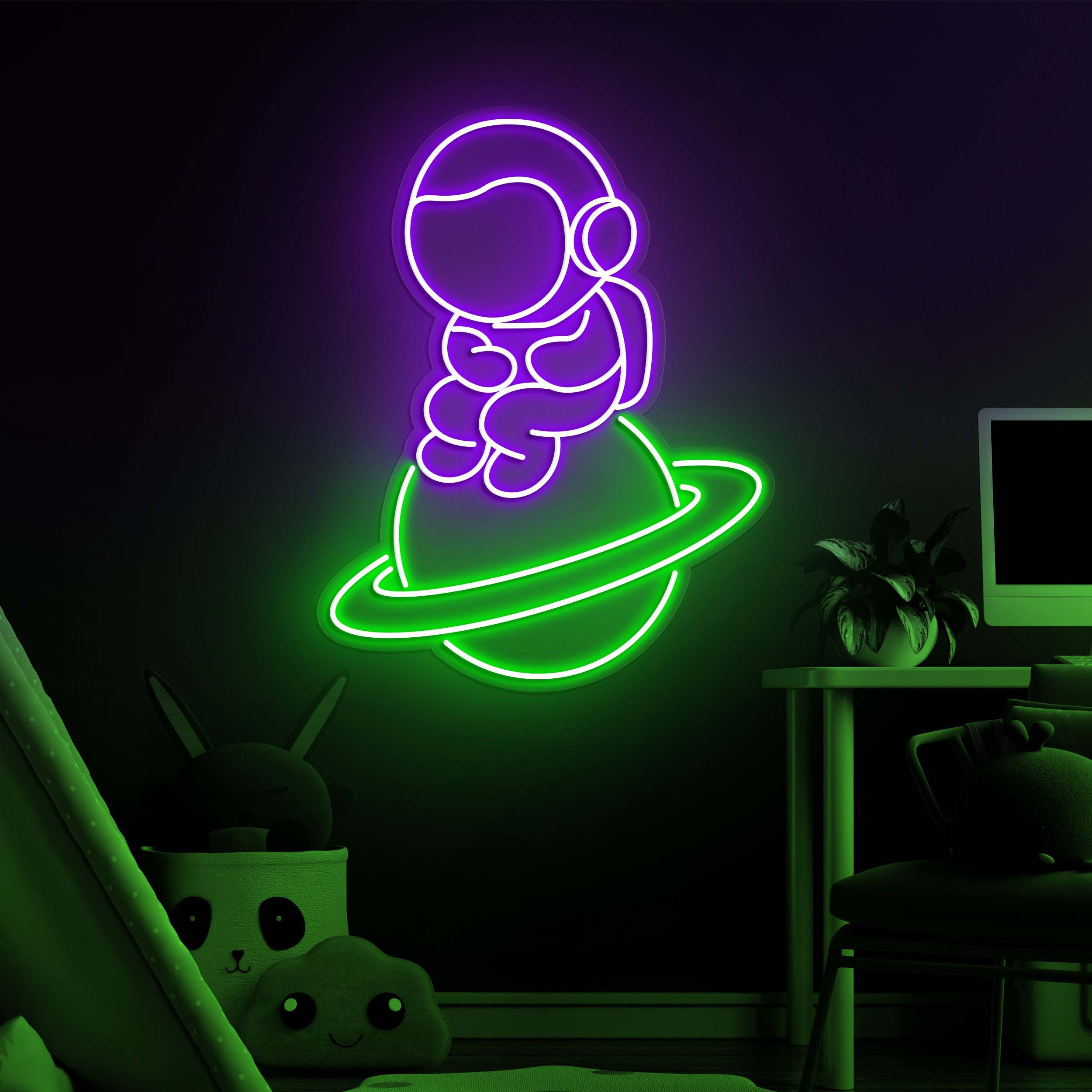 Astronaut Neon Sign, Astronaut on Planet Neon Light, Space Art, LED Neon Sign, LED Lights for Bedroom, Game Room, Space Lovers & Kids' Gifts