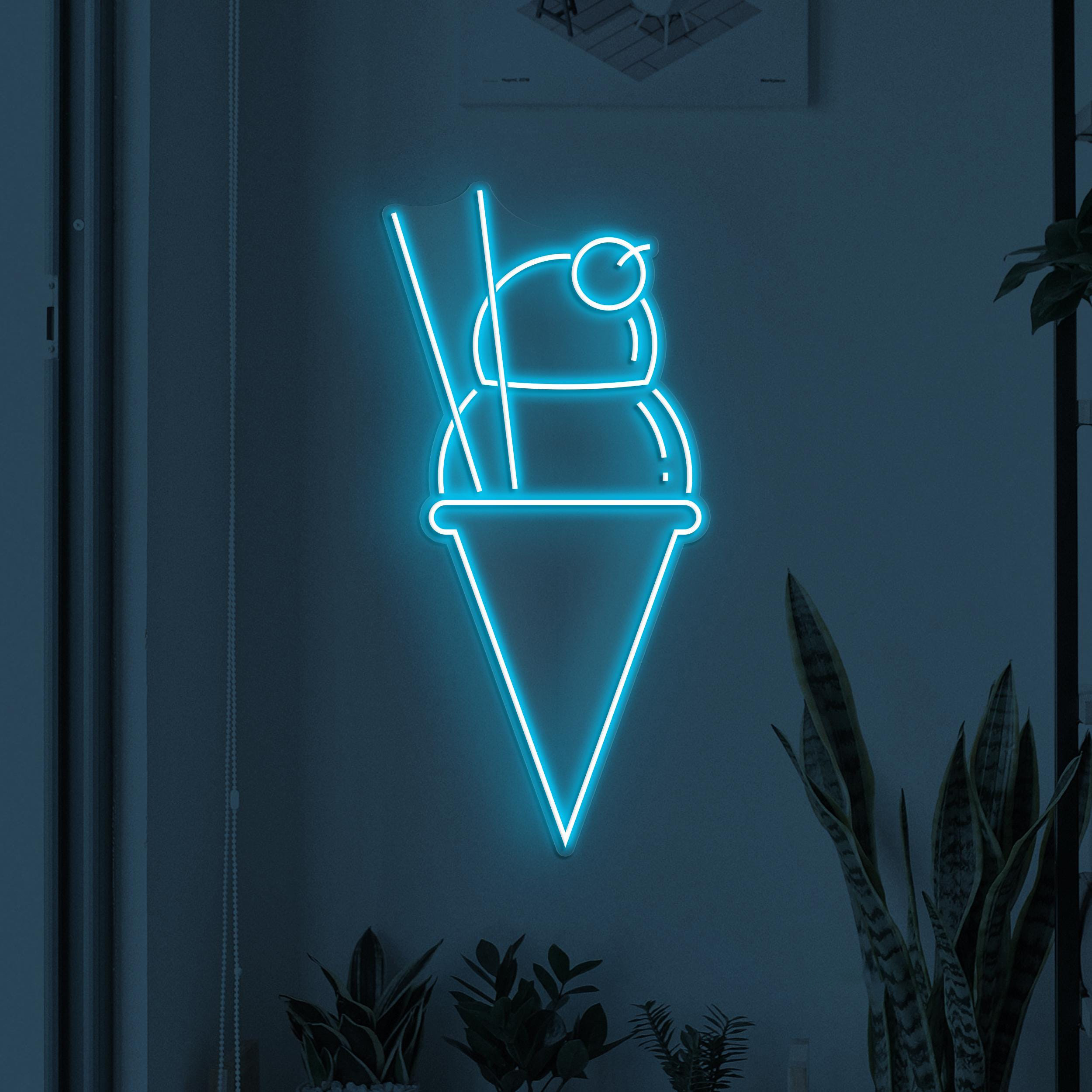 Ice Cream Neon Sign, Ice Cream LED Light, Ice-cream Spot Wall Decor, Cone Ice Cream Wall Art, Sweet Treat Neon Light, Dessert Shop Led Sign