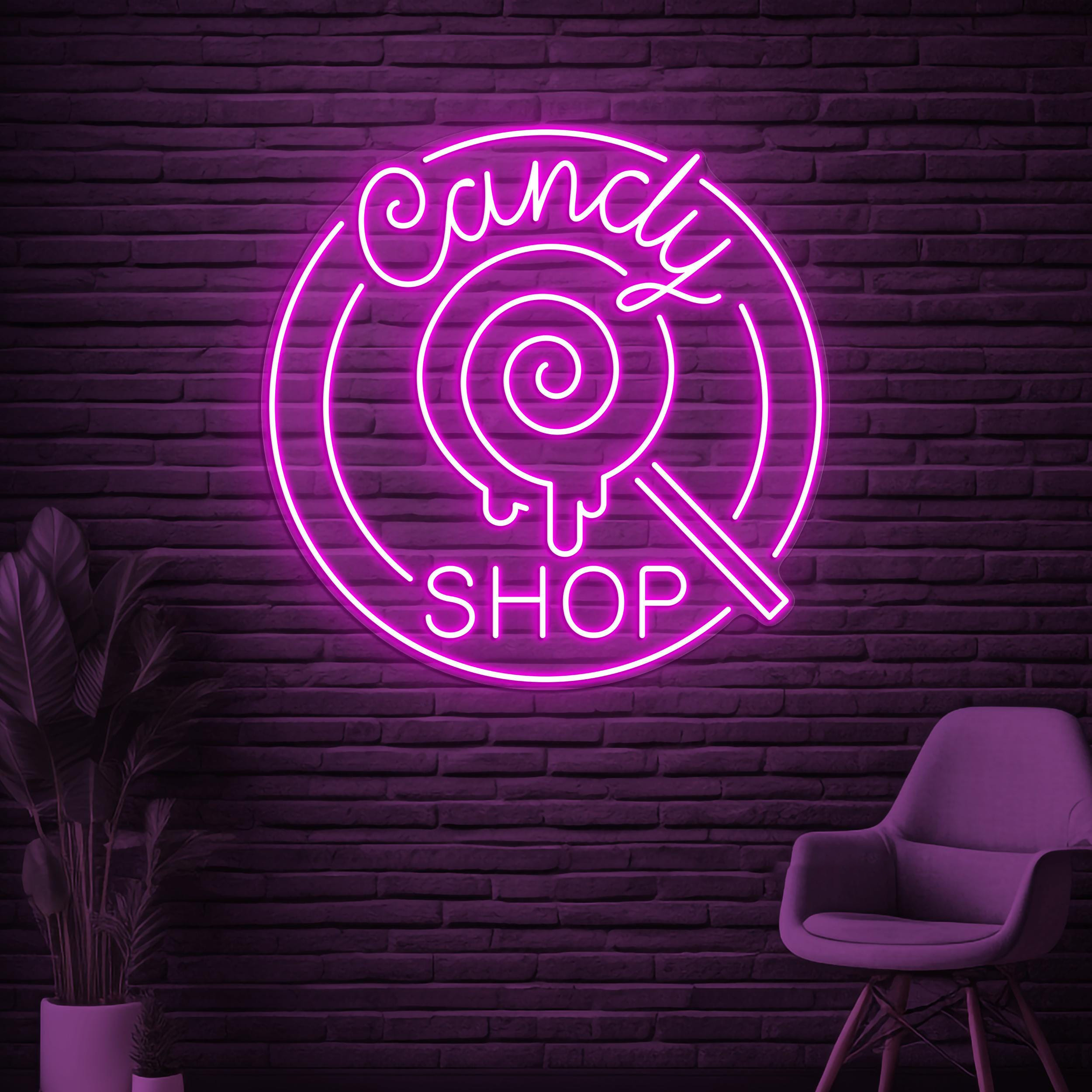 Candy Shop Neon Sign, Candy Shop LED Sign, Lollipop Candy Decor, Christmas Wall Decor, Candy Shop Logo Sign, Dessert Shop Art, Party Decor