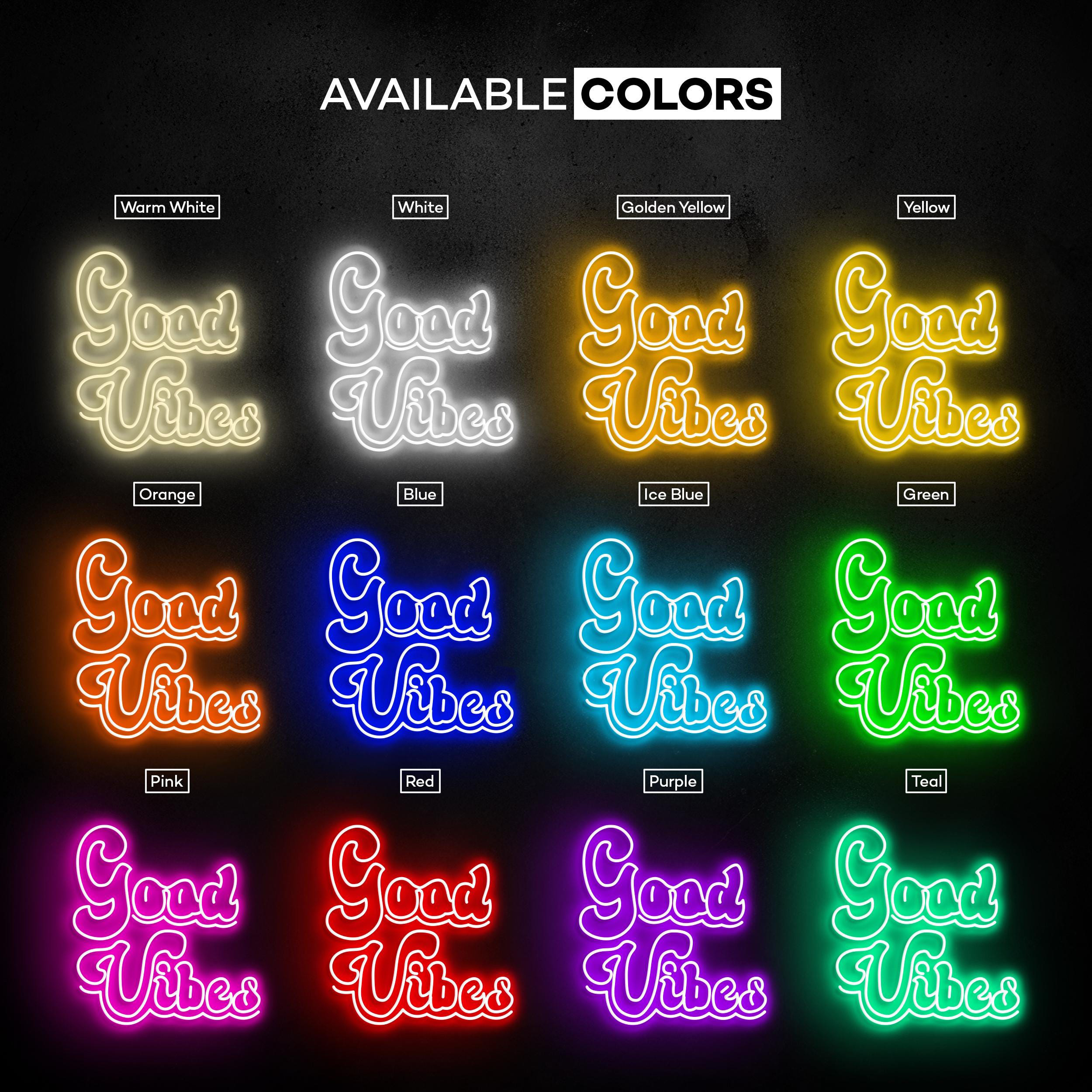 Good Vibes Neon Sign, Good Vibes LED Light, Party Wall Decor, Home Bedroom Wall Art, Bar and Cafe Neon Light, Positive Energy Neon Decor