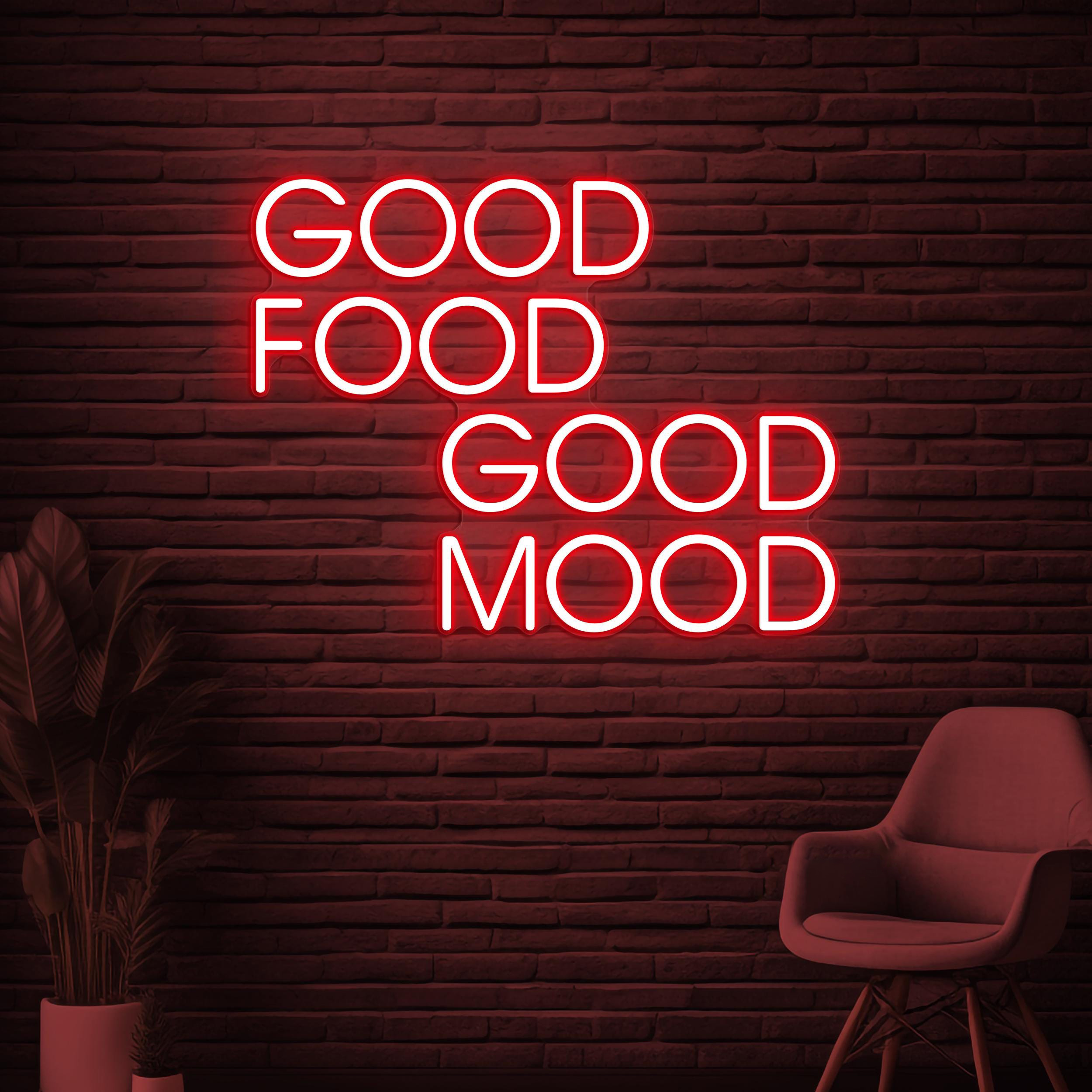 Good Food Good Mood Neon Sign, Good Food Good Mood LED Light, Home Kitchen Wall Decor, Bar Cafe Wall Art, Party Decor, Food Business Sign