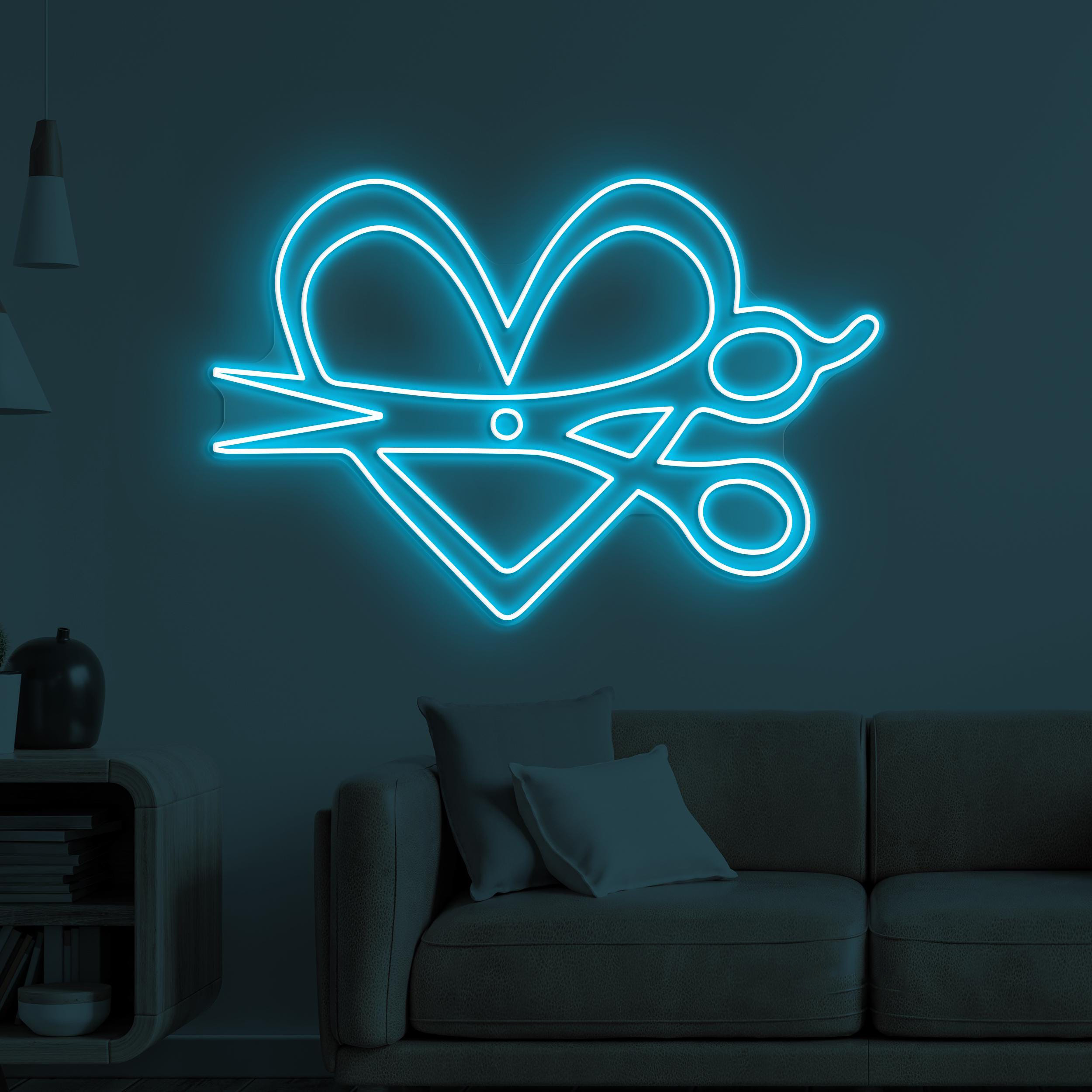 Heart Scissors Neon Sign, Heart Scissors LED Light, Love Cut Wall Art, Stylist Heart Wall Decor, Beauty Love Sign, Barber Shop Neon Light